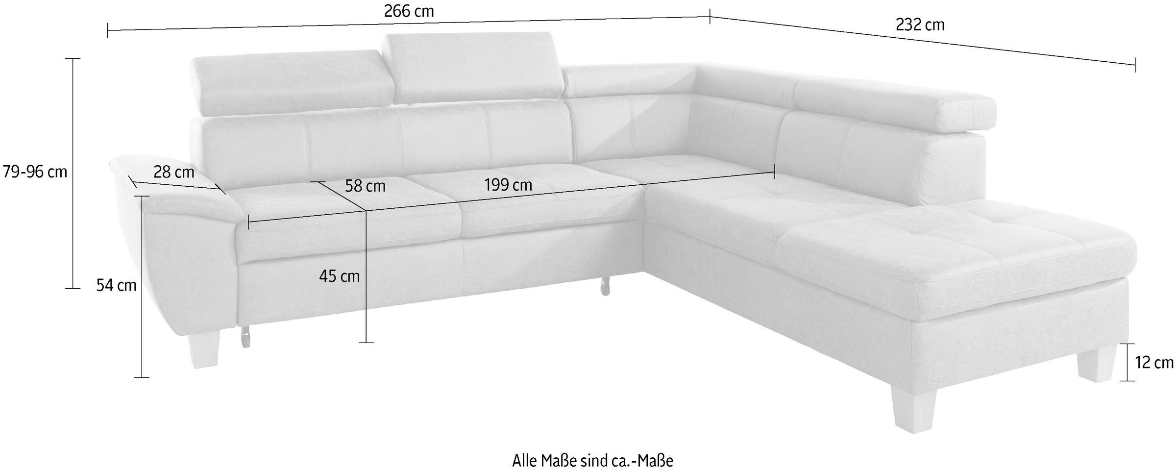 exxpo - sofa fashion Ecksofa »Enya, aufwendige Detailverarbeitung, hoher Sitzkomfort, bequem, L-Form«, mit Kopfteilverstellung, wahlweise Bettfunktion u. Bettkasten