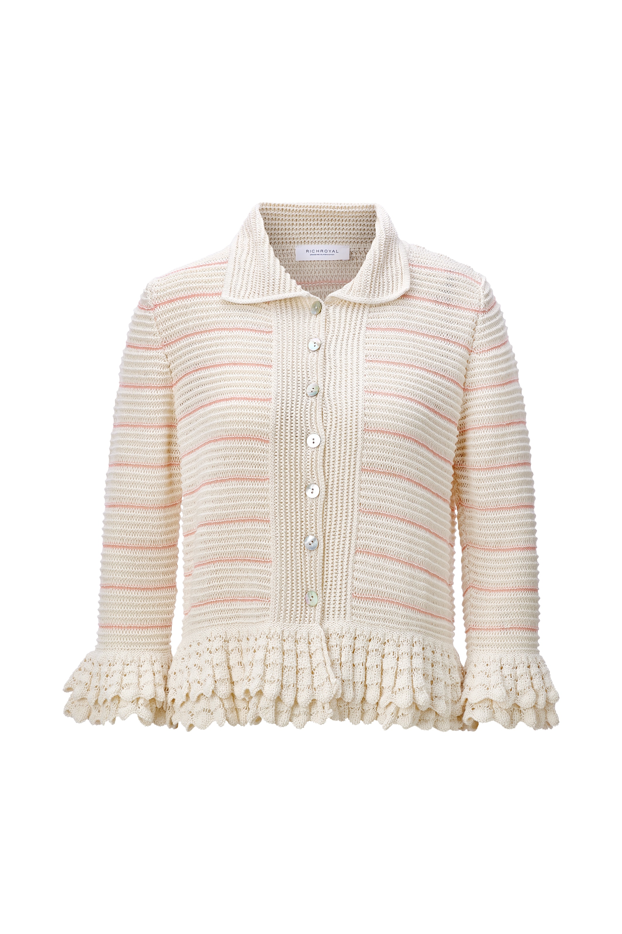 RICHROYAL Veste en tricot coupe régulière avec détails en dentelle
