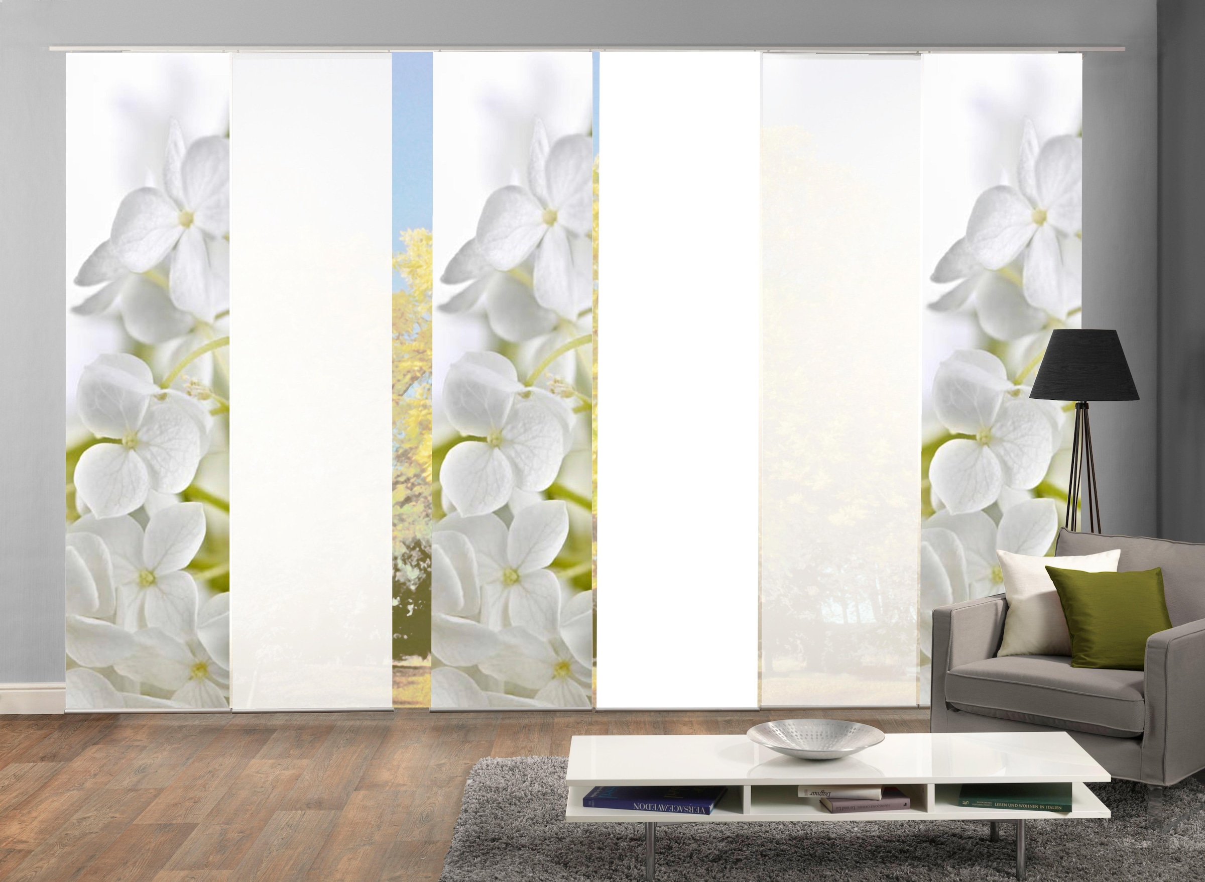 HOME WOHNIDEEN Schiebegardine »PADUA« Klettband 6 Stk. tlg. HxB: 245x60, inkl. Befestigungszubehör