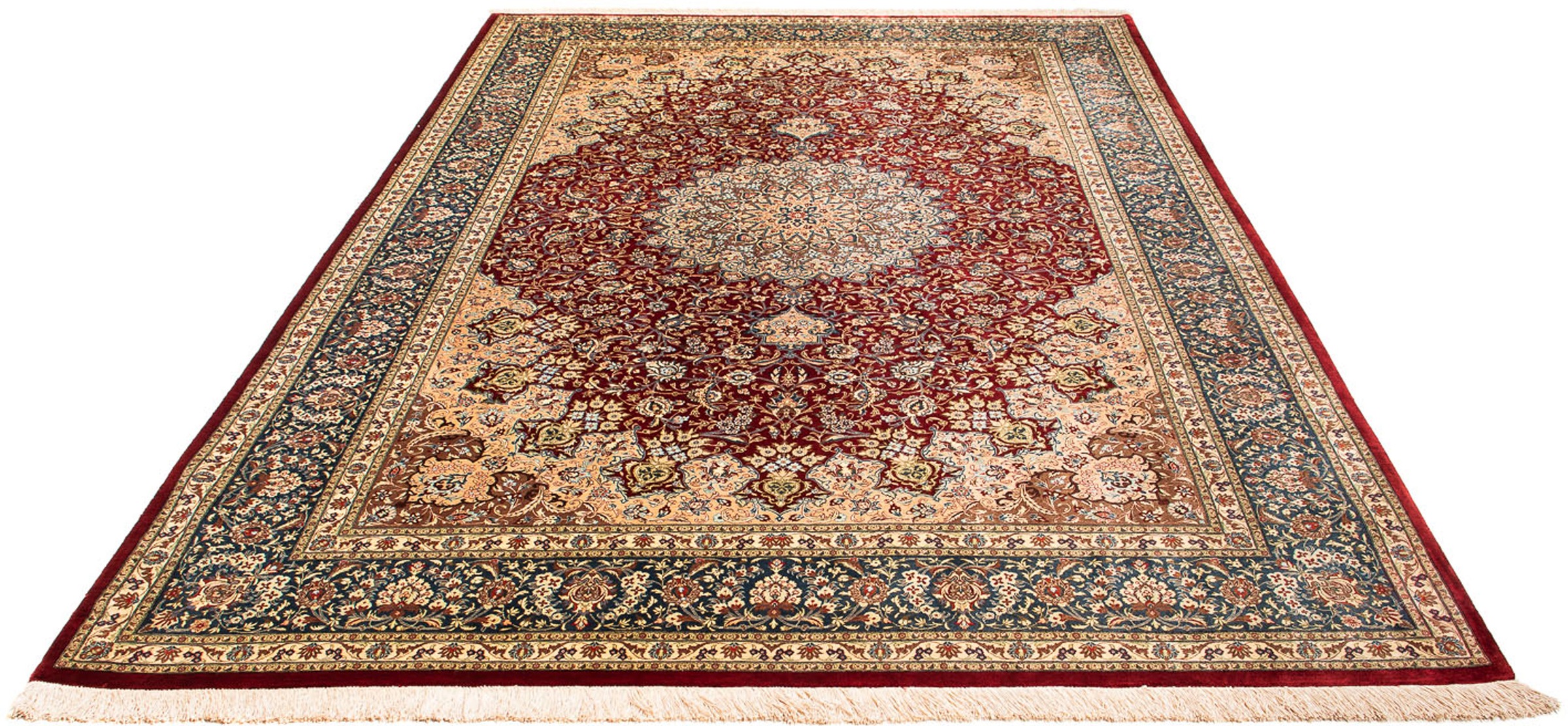 Image of morgenland Orientteppich »Perser - Ghom - 296 x 198 cm - dunkelrot«, rechteckig, 10 mm Höhe, Wohnzimmer, Handgeknüpft, Einzelstück mit Zertifikat bei Ackermann Versand Schweiz
