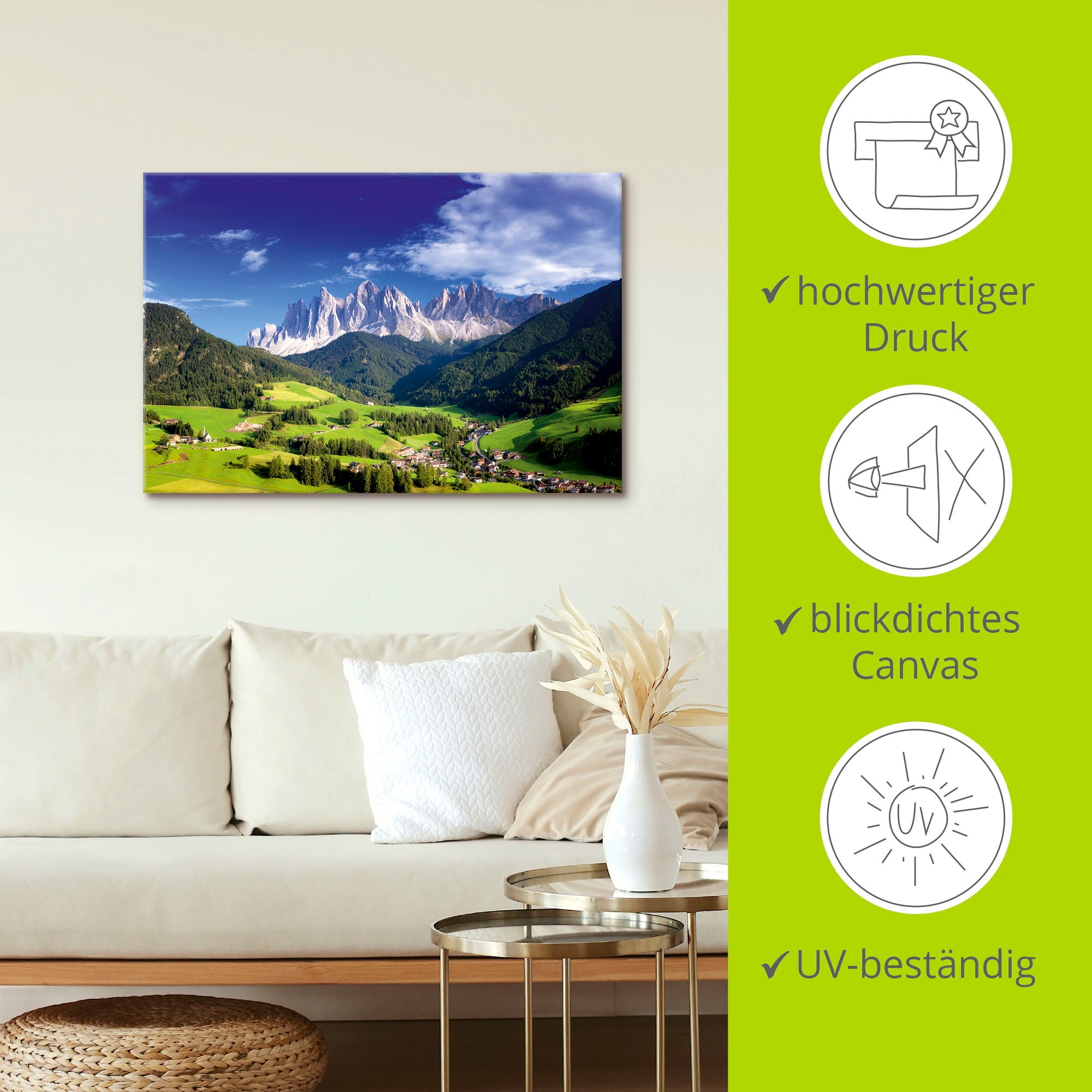 Artland Wandbild »Südtirol«, Berge & Alpenbilder, (1 St.), als Alubild, Leinwandbild, Wandaufkleber oder Poster in versch. Grössen