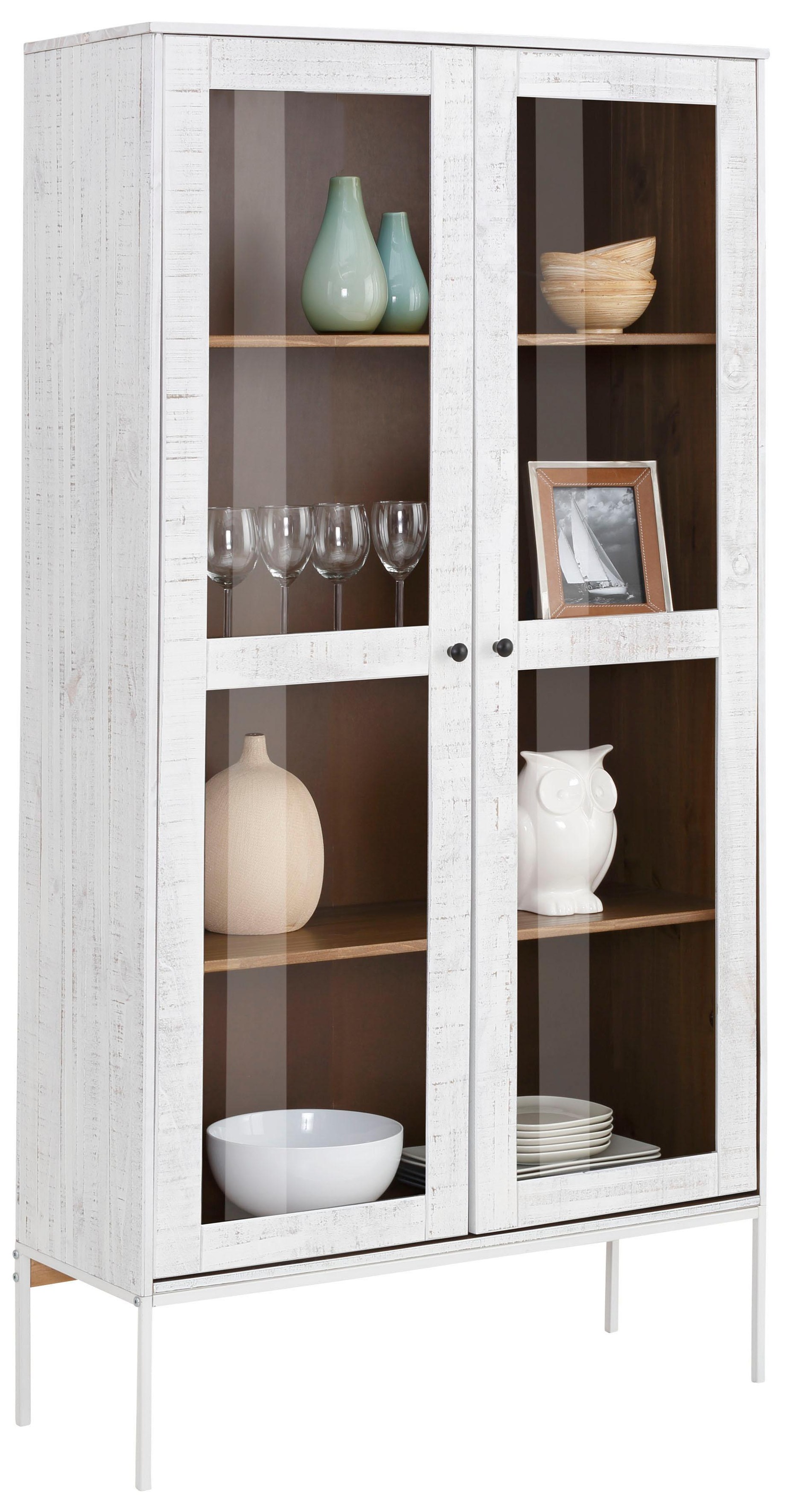 Image of Home affaire Vitrine »Freya«, aus schönem massivem Kiefernholz, mit quadratischen Rohrbeinen, Breite 91 cm bei Ackermann Versand Schweiz