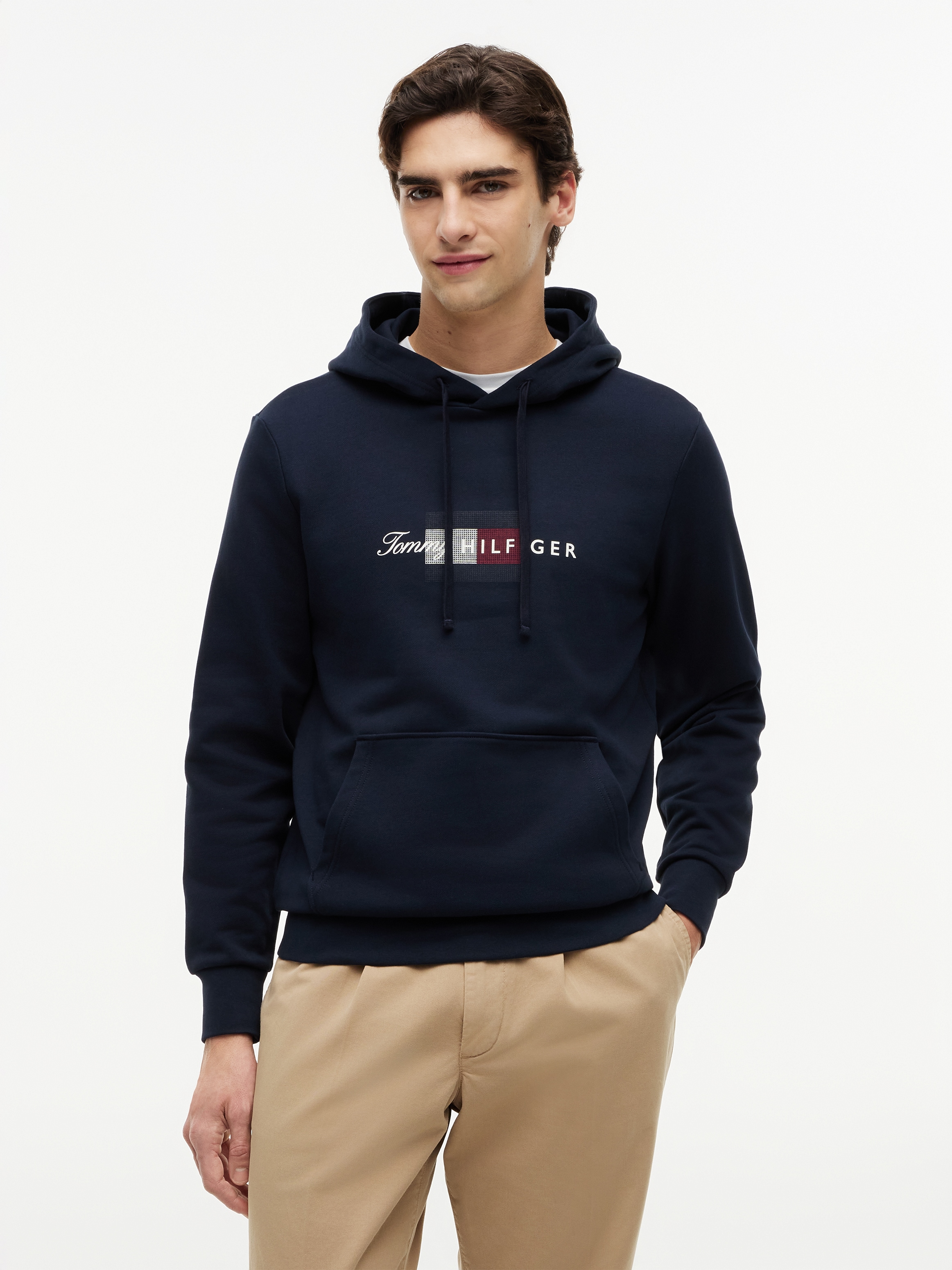 Image of Tommy Hilfiger Hoodie "SCRIPT FLAG HOODIE", mit Flag-Grafik und Tunnelzug