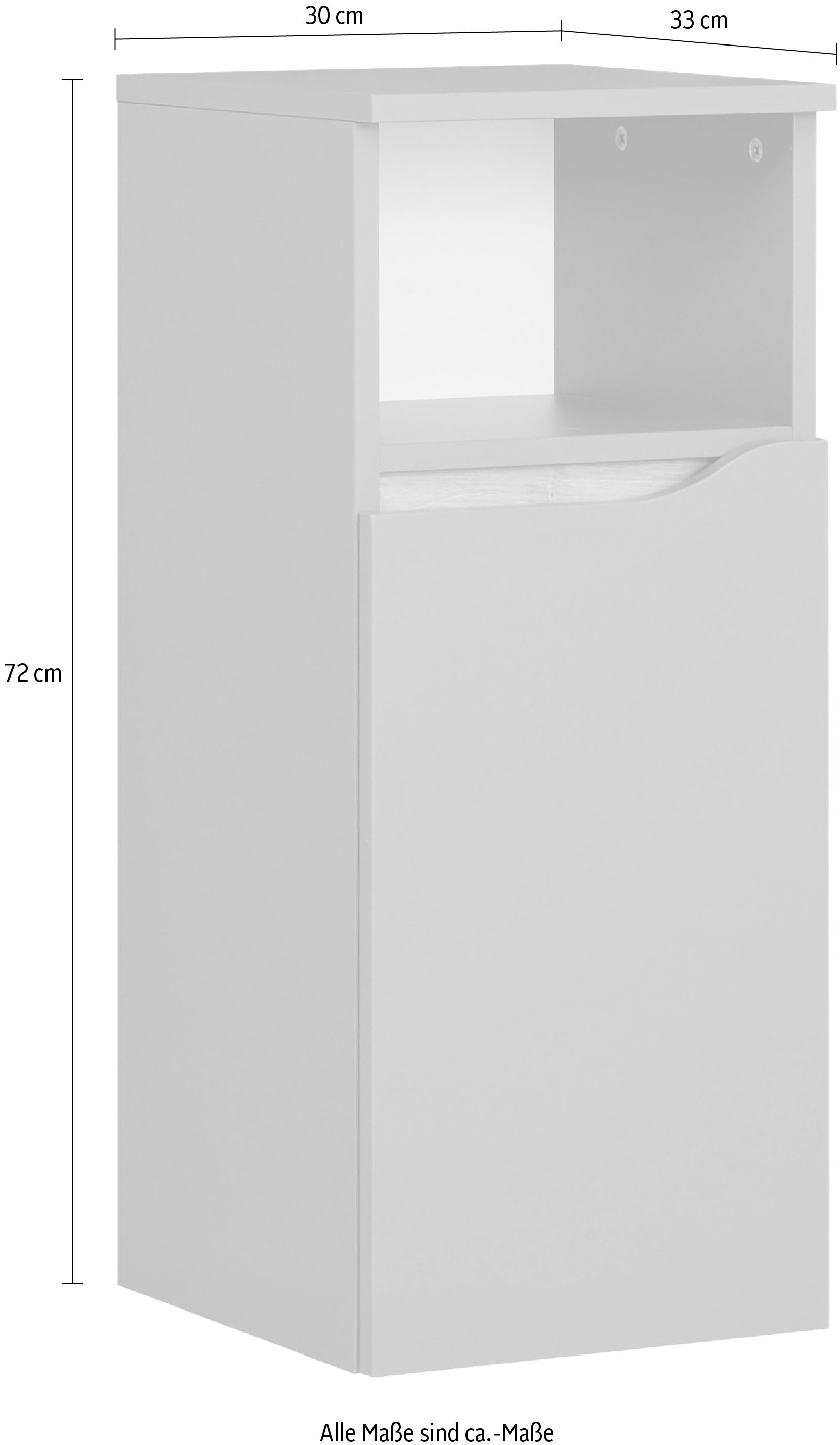 Saphir Armoire basse »Quickset Badschrank mit 1 Tür, 1 Einlegeboden, 30 cm breit« Meuble sous-lavabo avec amortisseur de porte, sans poignée