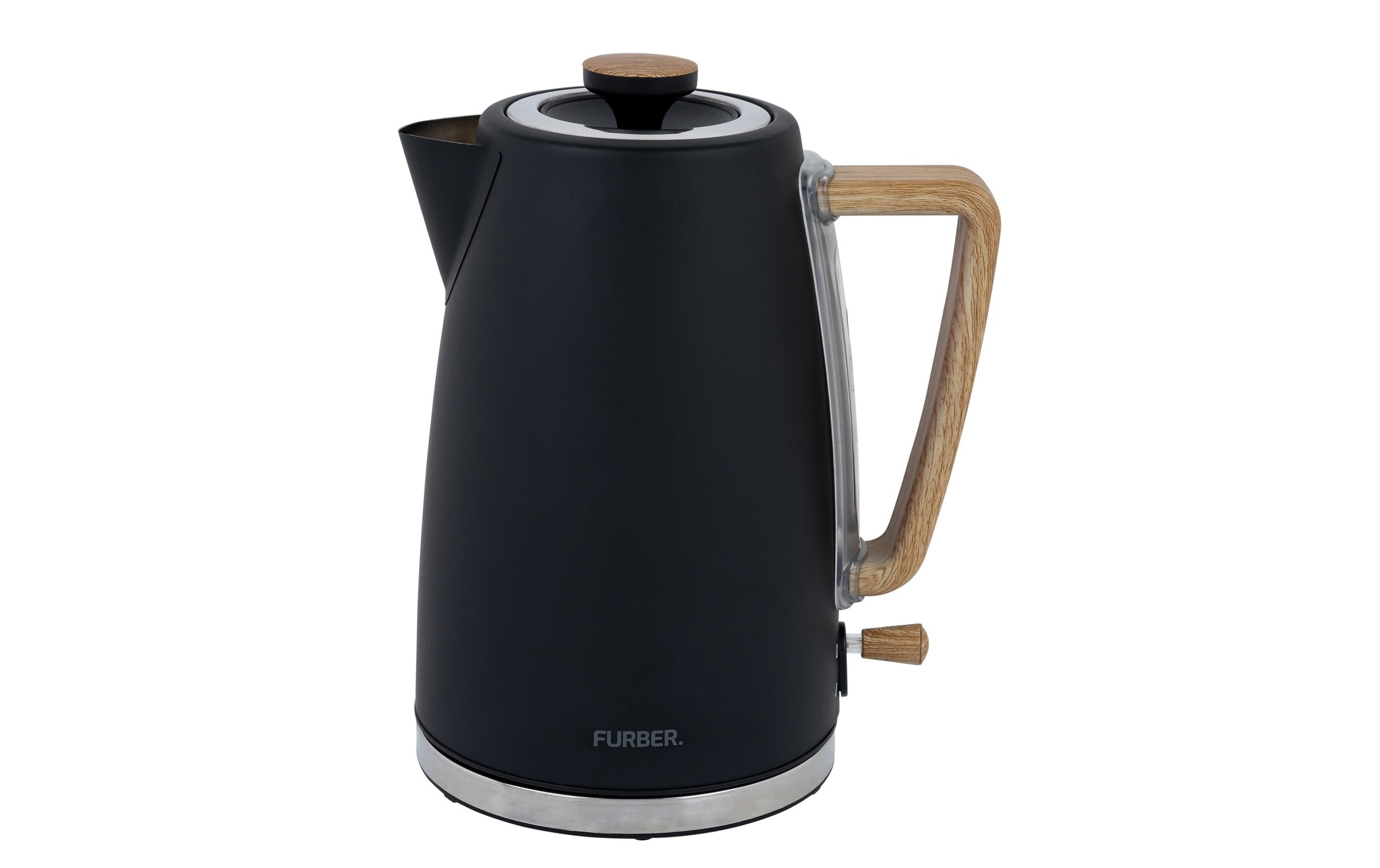 FURBER Wasserkocher »Wasserkocher Schwarz/Holz«, 1,7 l, 2200 W