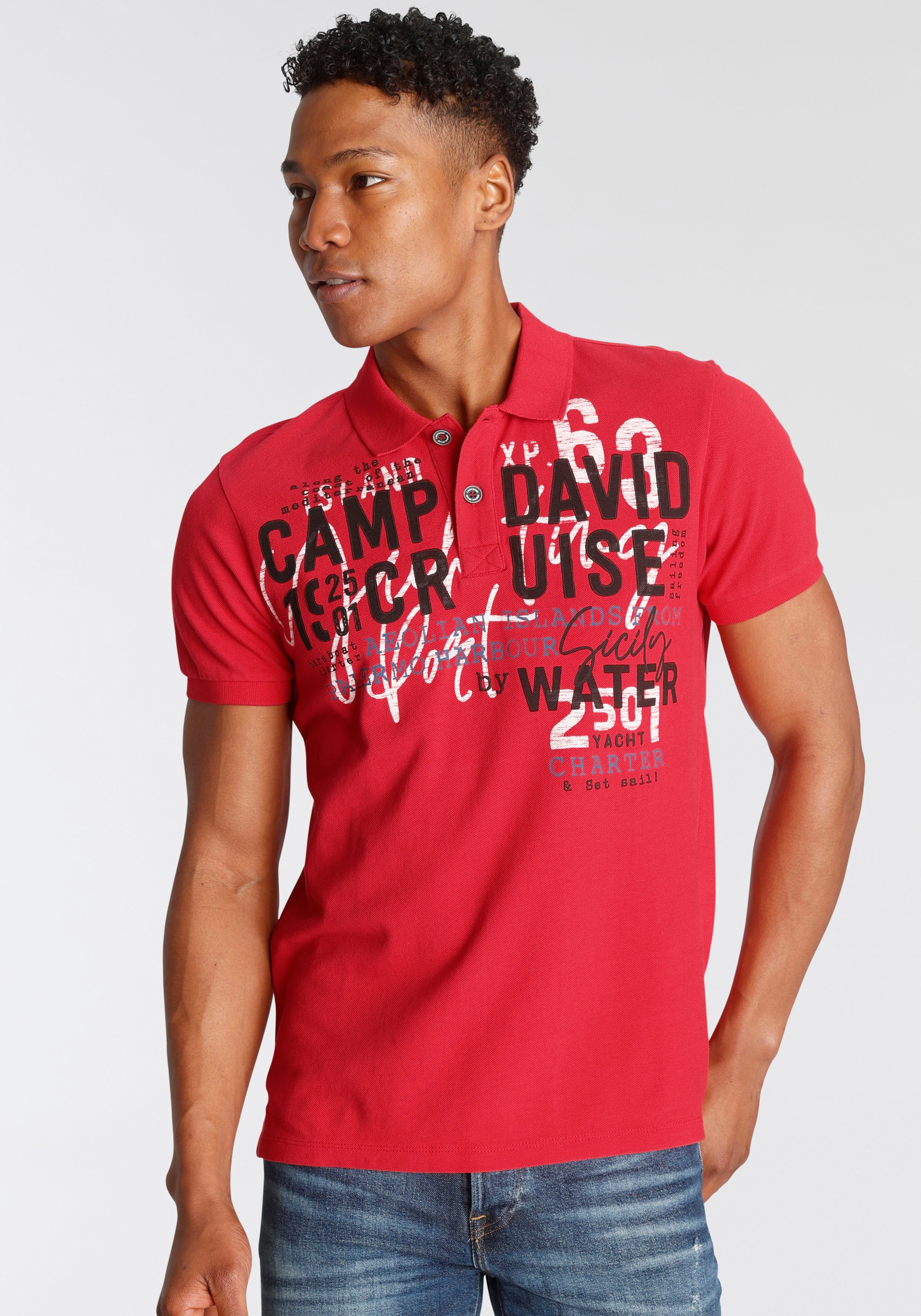 Image of CAMP DAVID Poloshirt, mit Logoschriftzug bei Ackermann Versand Schweiz