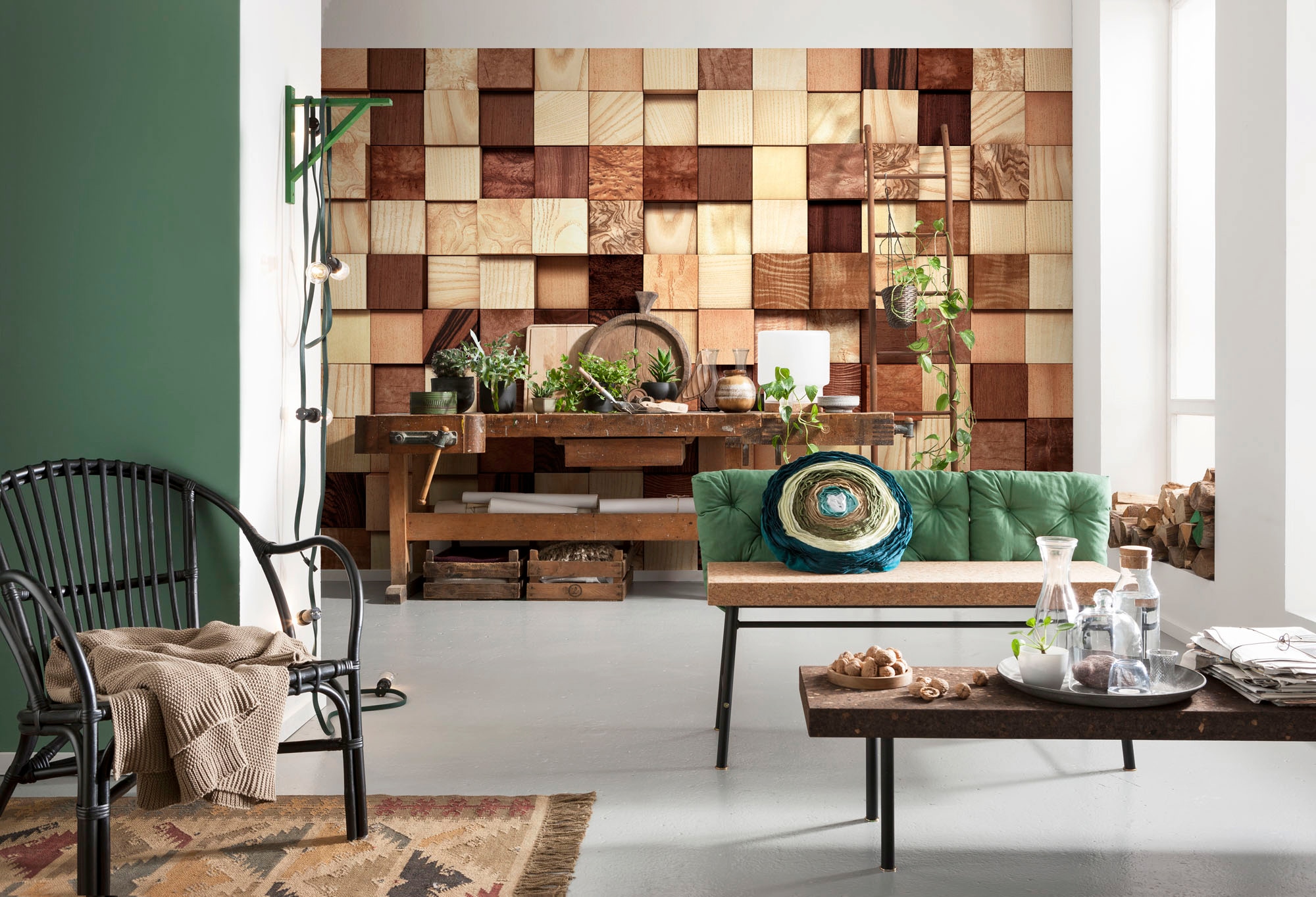 Komar Fototapete »Lumbercheck - Grösse 368 x 254 cm«, bedruckt, Wohnzimmer, Schlafzimmer