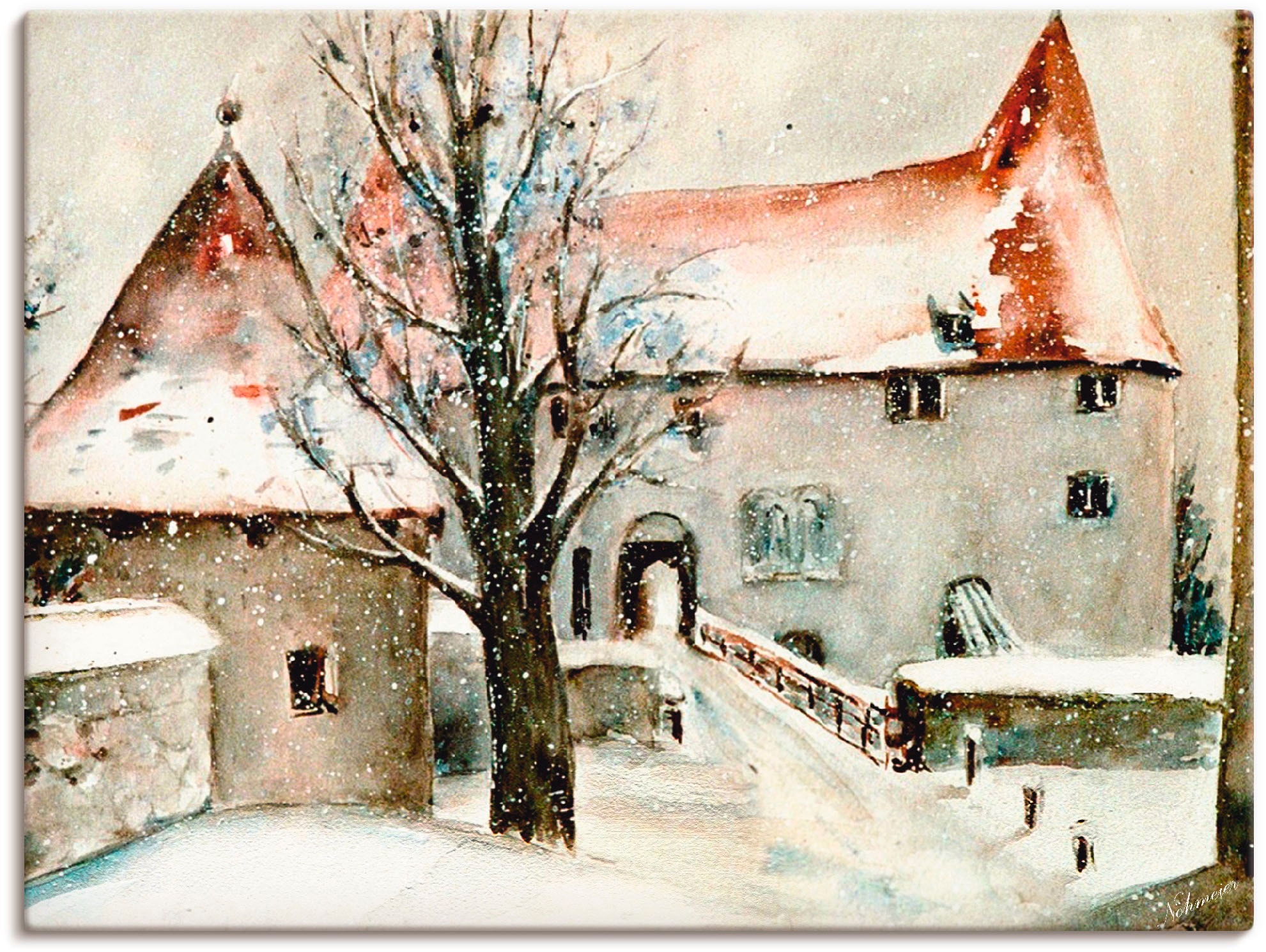 Image of Artland Leinwandbild "Winter auf der Burg" Gebäude 1 Stk. tlg. auf Holzrahmen gespannt