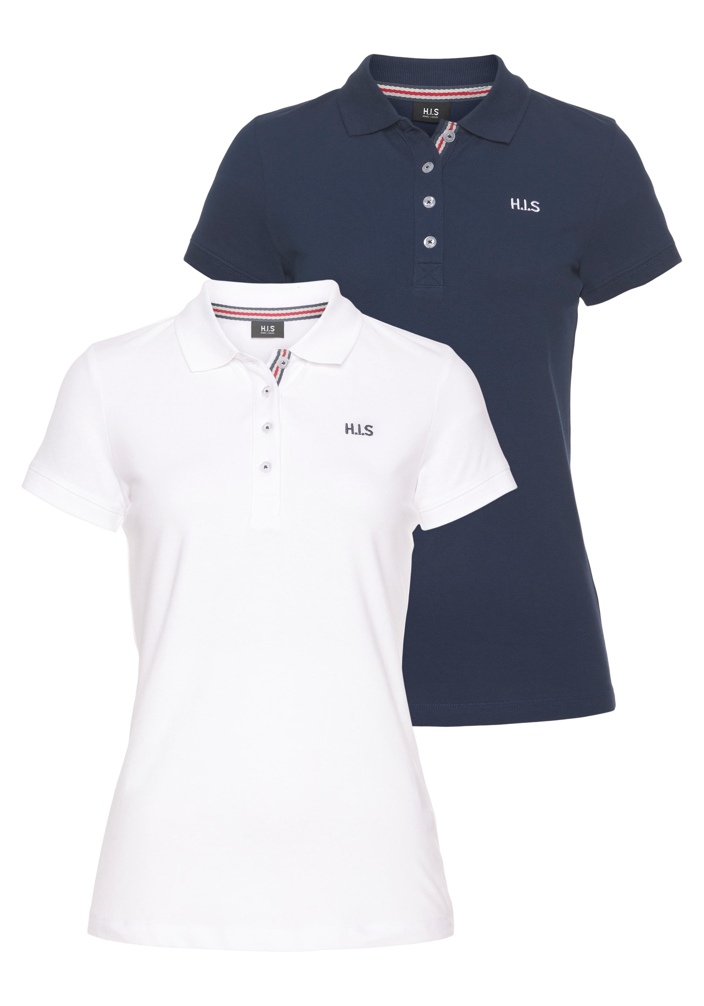 Image of H.I.S Poloshirt Packung, 2er-Pack, Kurzarm, figurbetonte Passform, mit klassischem Polokragen
