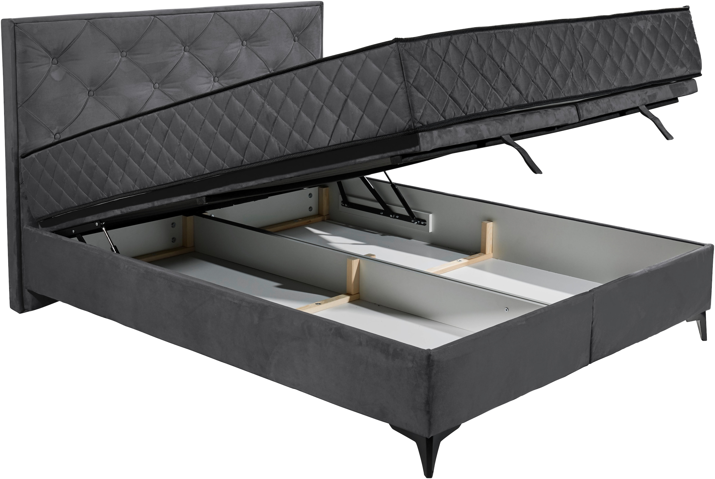 ED EXCITING DESIGN Boxbett »Monroe inkl. Bettkasten, erhältlich in den Breiten 160cm & 180cm« Duo-Matratze - feste Seite mit Kokosmatte