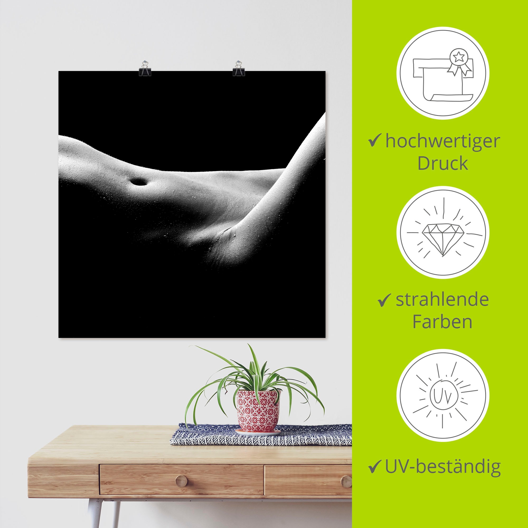 Artland Wandbild »Körperausschnitt einer nackten Frau«, Frau, (1 St.), als Leinwandbild, Poster in verschied. Grössen