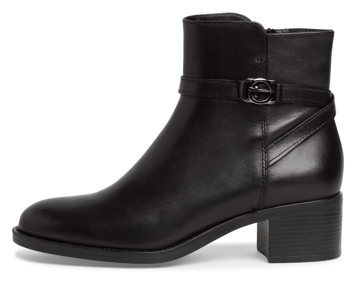 Tamaris Stiefelette, Blockabsatz, Businessschuh mit Zierband und Logo-Schmuckelement