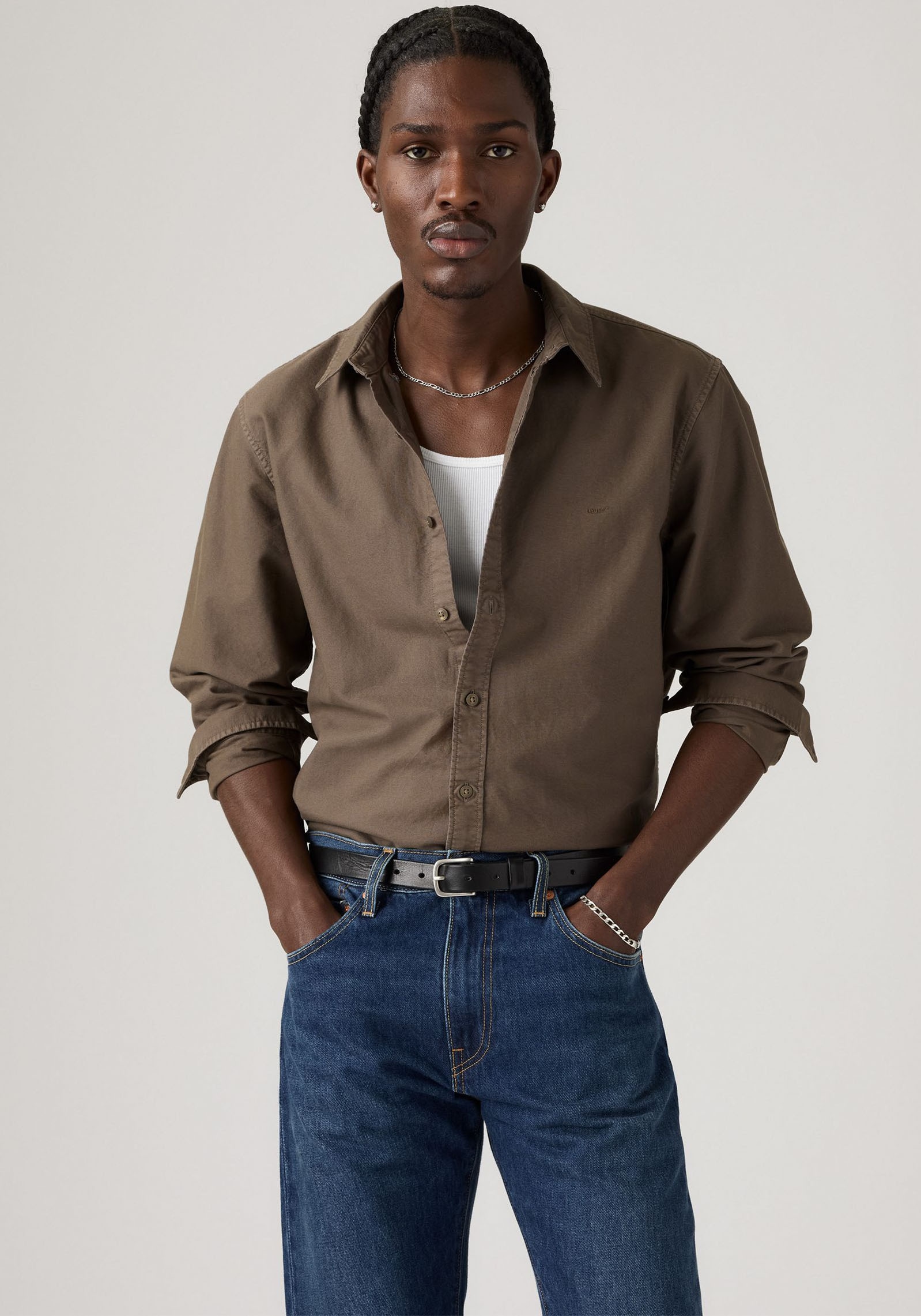 Image of Levis Langarmhemd "AUTHENTIC BUTTON DOWN" mit Ton-in-Ton Logostickerei auf der Brust
