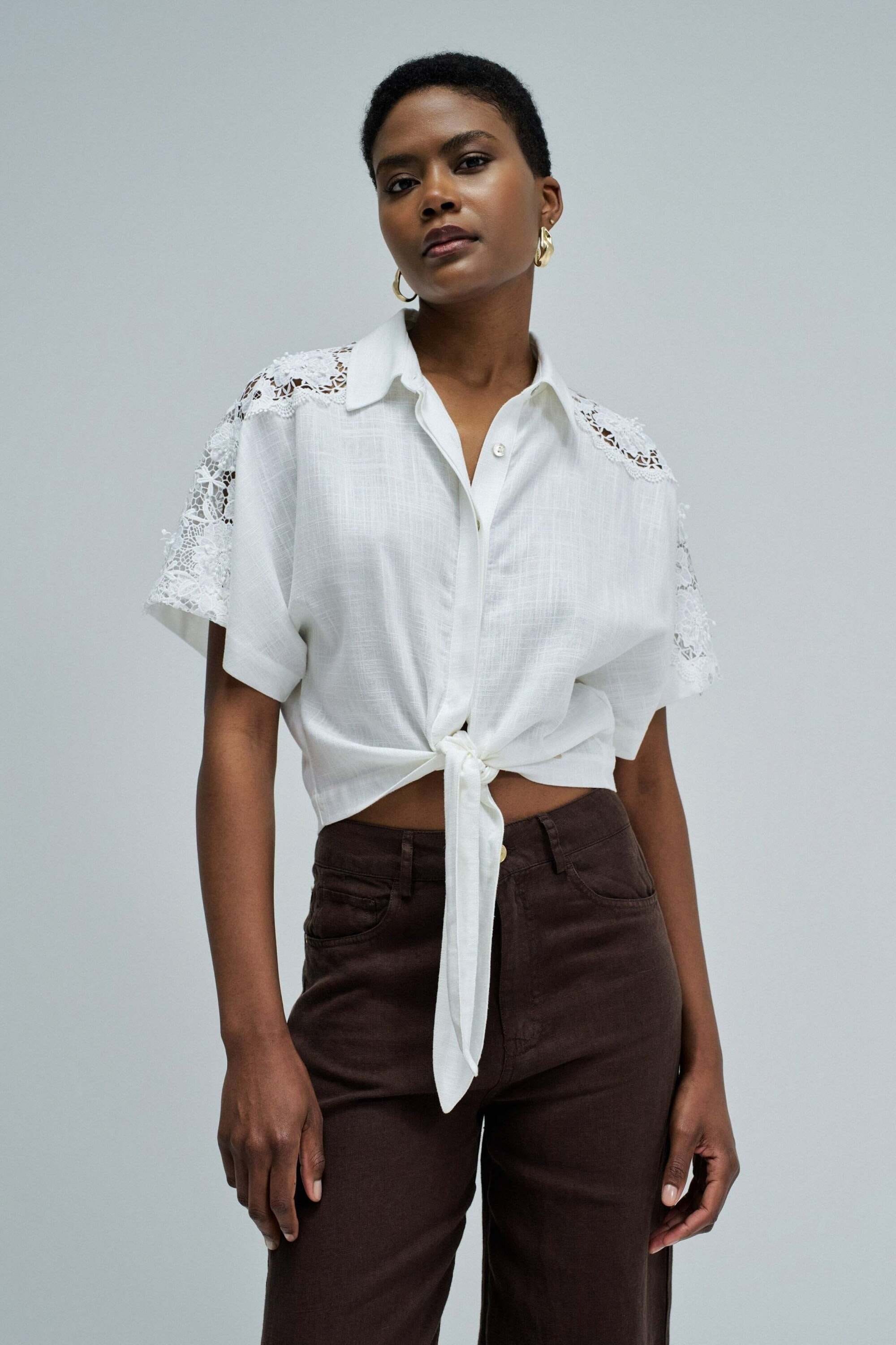 Salsa Blouse à manches courtes »Salsa Jeans Kurzarmbluse Front Knot Short Sleeve«