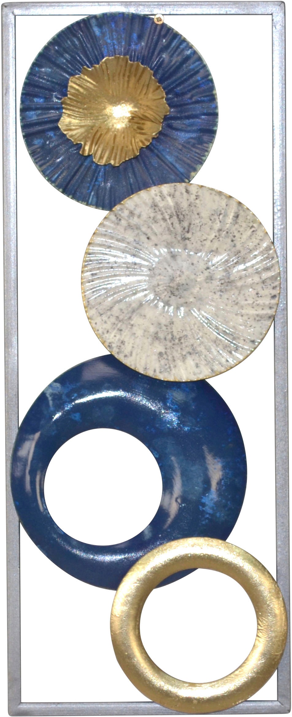 Image of HOFMANN LIVING AND MORE Wanddekoobjekt "Wanddekoration" Metalldeko Kreise in blau silber