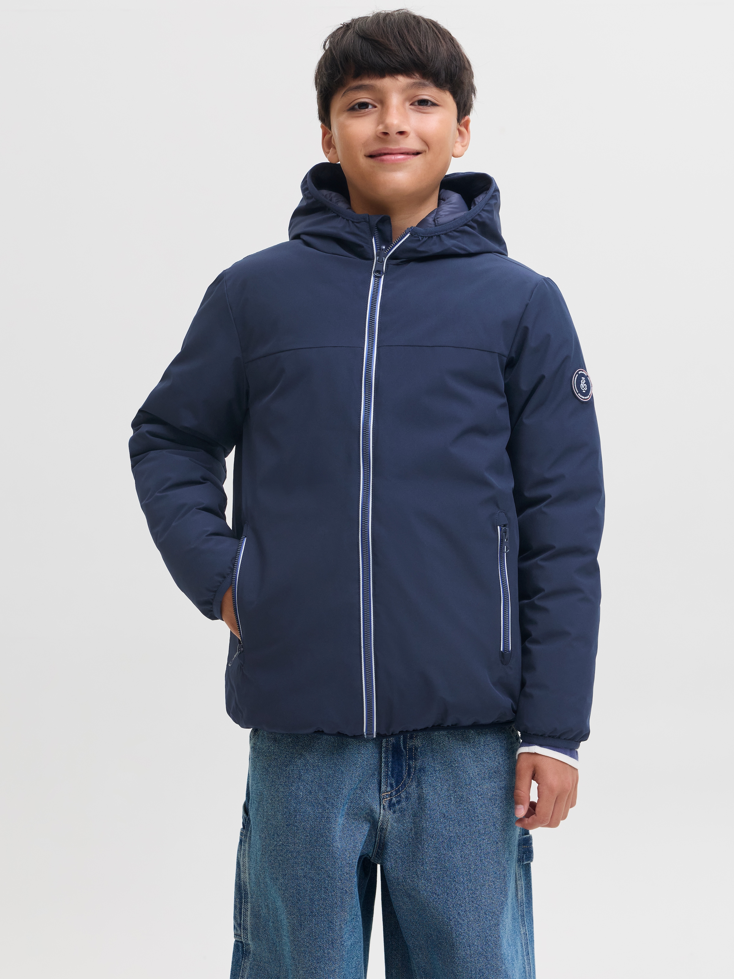 Jack & Jones Junior Wendejacke »JJEBROOKLYN REVERSIBLE JACKET SN JNR« mit Kapuze Kunstfaser, zum Wenden