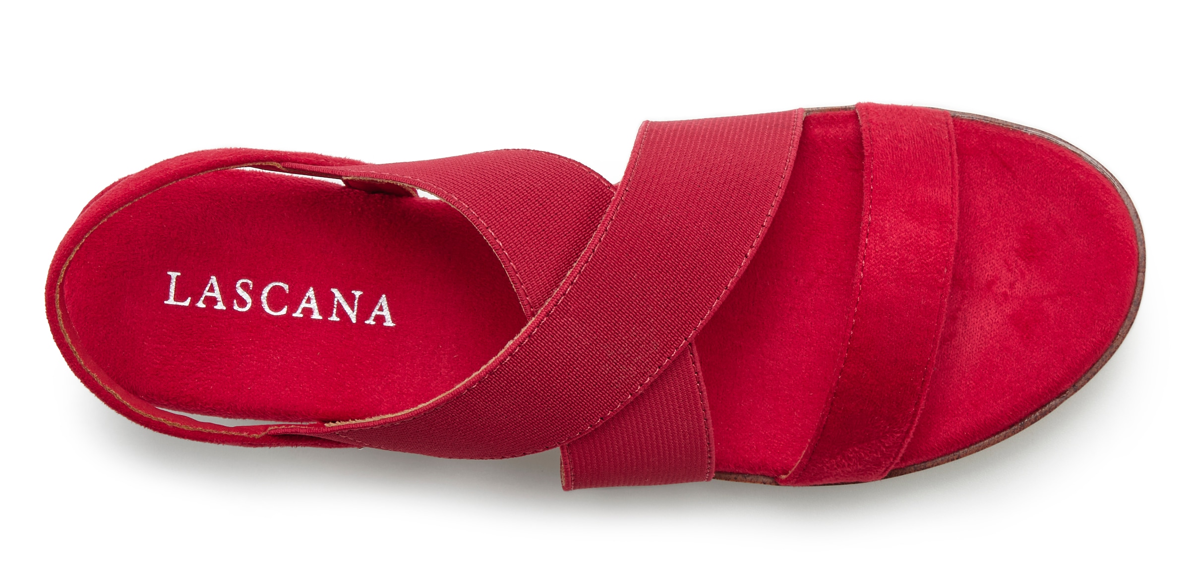 LASCANA Sandalette »Sommerschuh«, Sandale, Sommerschuh mit Keilabsatz und elastischen Riemen VEGAN