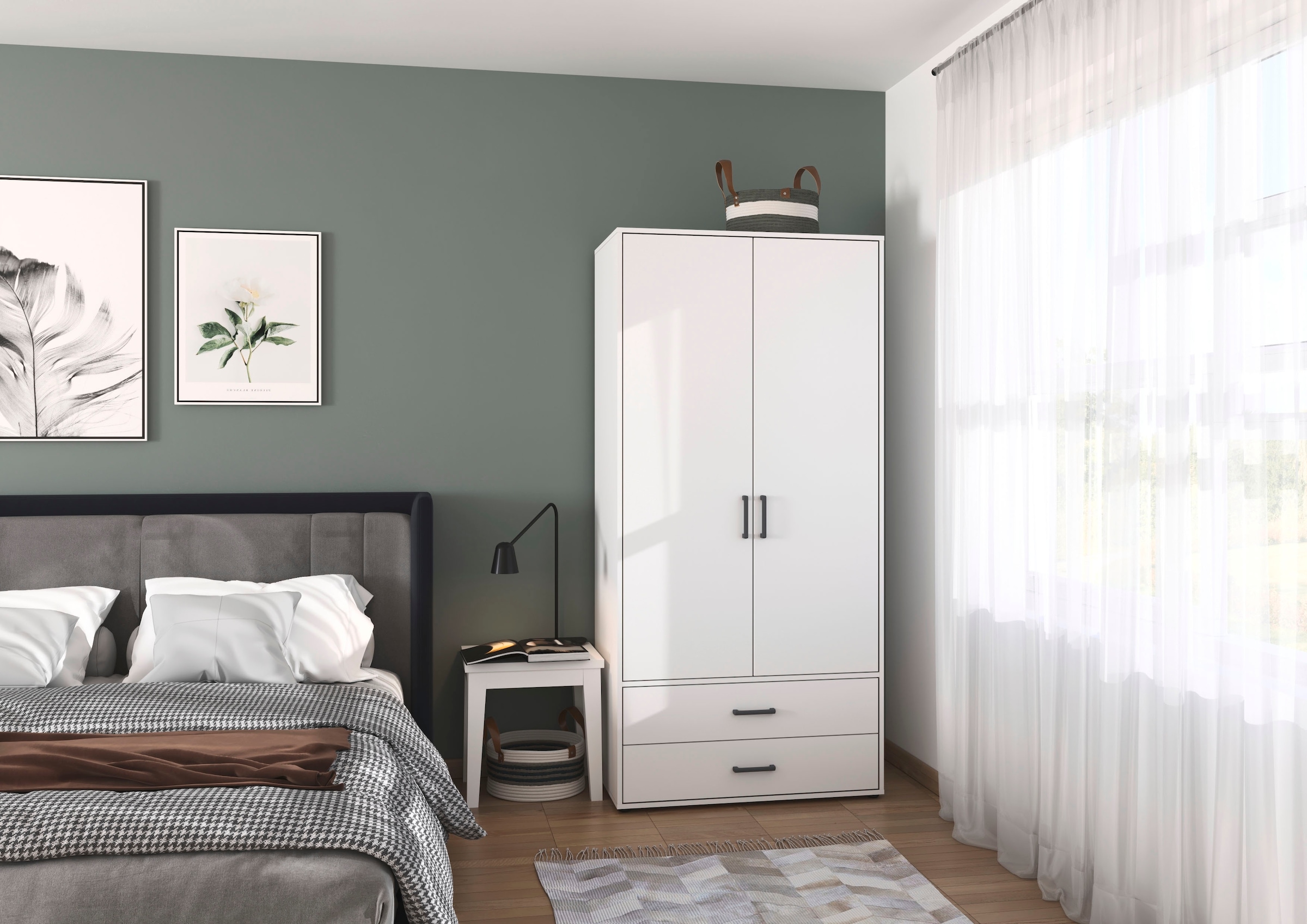 rauch Kleiderschrank »Drehtürenschrank Schrank Garderobe Wäscheschrank VOYAGER« in 3 verschiedenen Ausstattungen BASIC/CLASSIC/PREMIUM,  mit 2 modernen Griffvarianten, mit Aussenschubladen MADE IN GERMANY