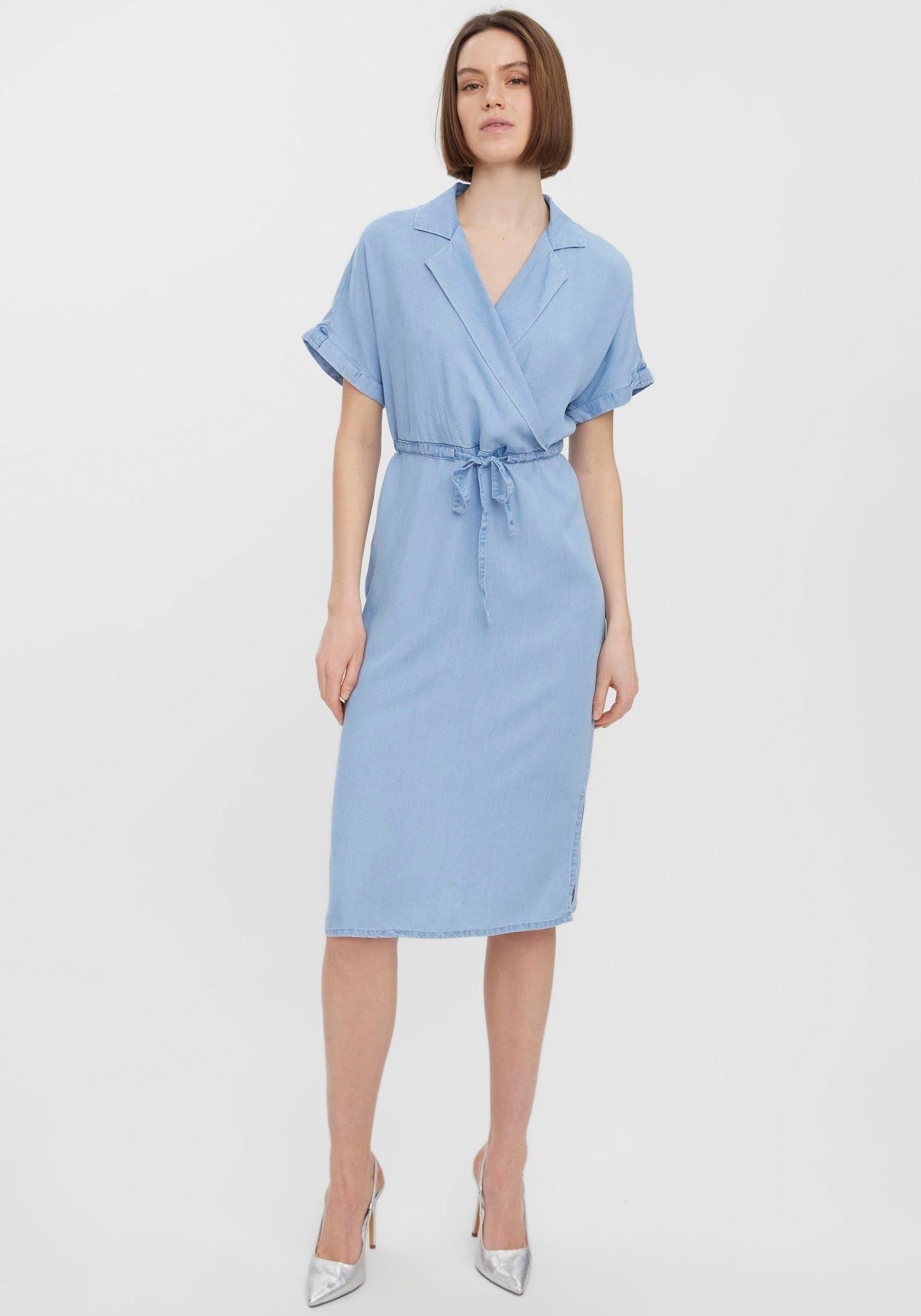 Jeanskleid »VMLILIANA SS WRAP UTILITY CALF DRESS«