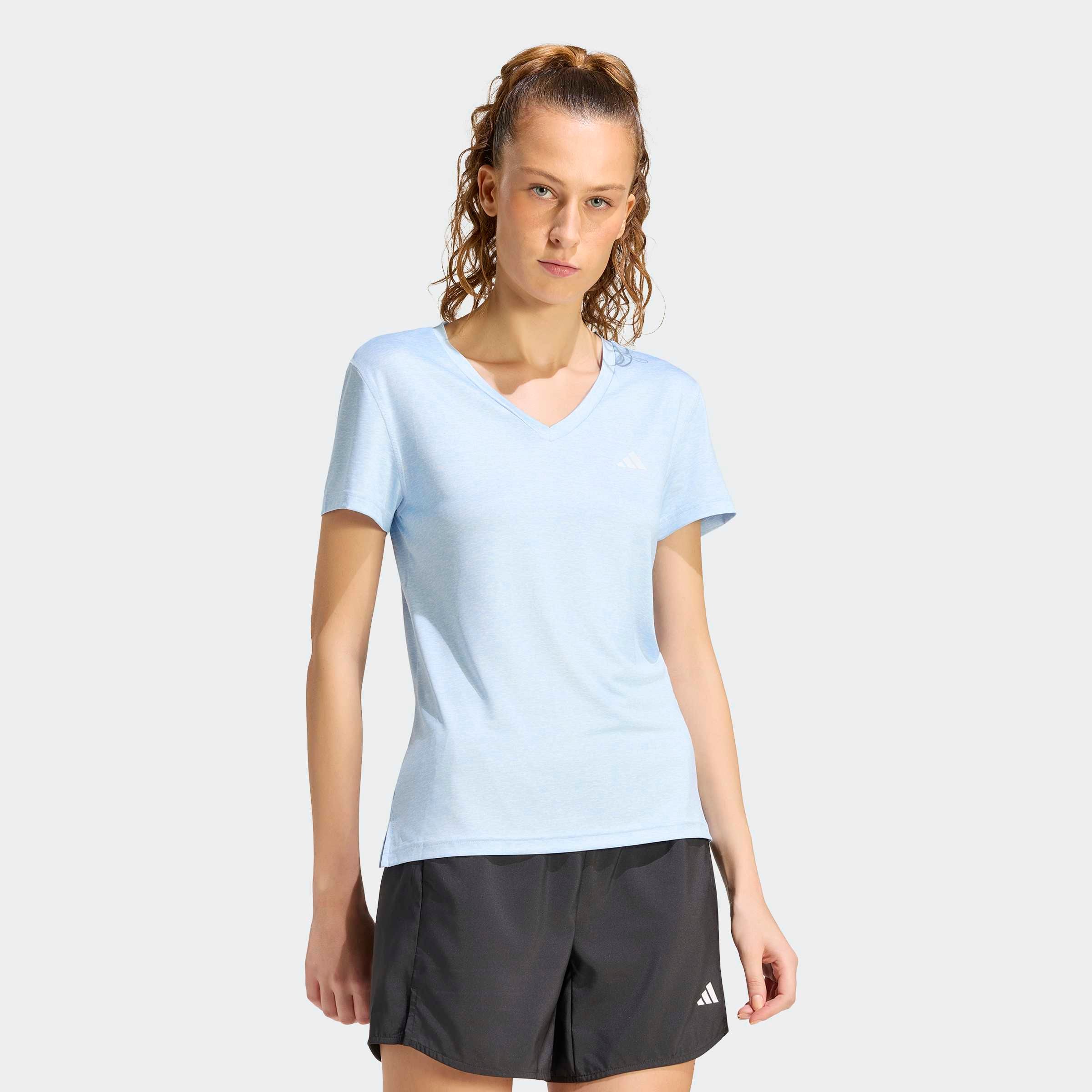 Image of adidas Performance T-Shirt "WORKOUT ESSENTIALS HEATHER MIT V-AUSSCHNITT" mit V-Ausschnitt, aus Polyester