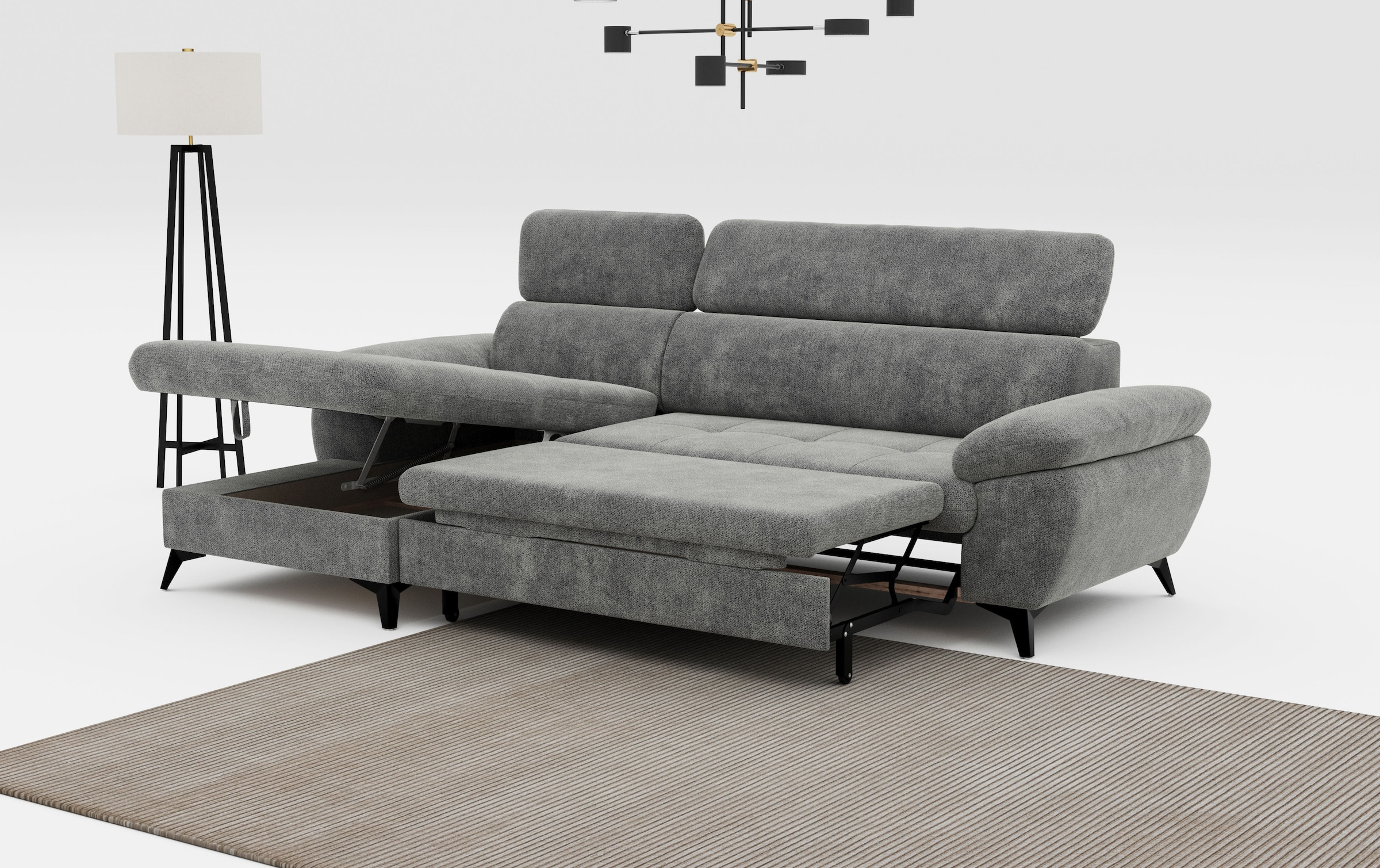 COTTA Ecksofa »Hudson L-Form«, mit Kopfteilverstellung, wahlweise mit Bettfunktion & Bettkasten