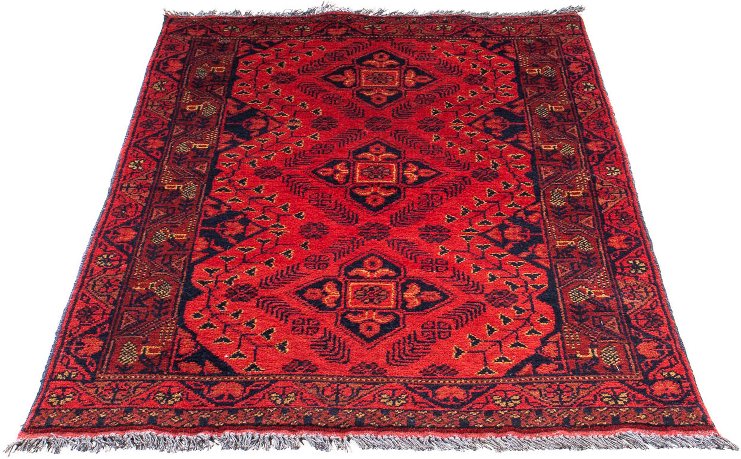 Image of morgenland Orientteppich »Afghan - Kunduz - 129 x 75 cm - dunkelrot«, rechteckig, 7 mm Höhe, Wohnzimmer, Handgeknüpft, Einzelstück mit Zertifikat bei Ackermann Versand Schweiz