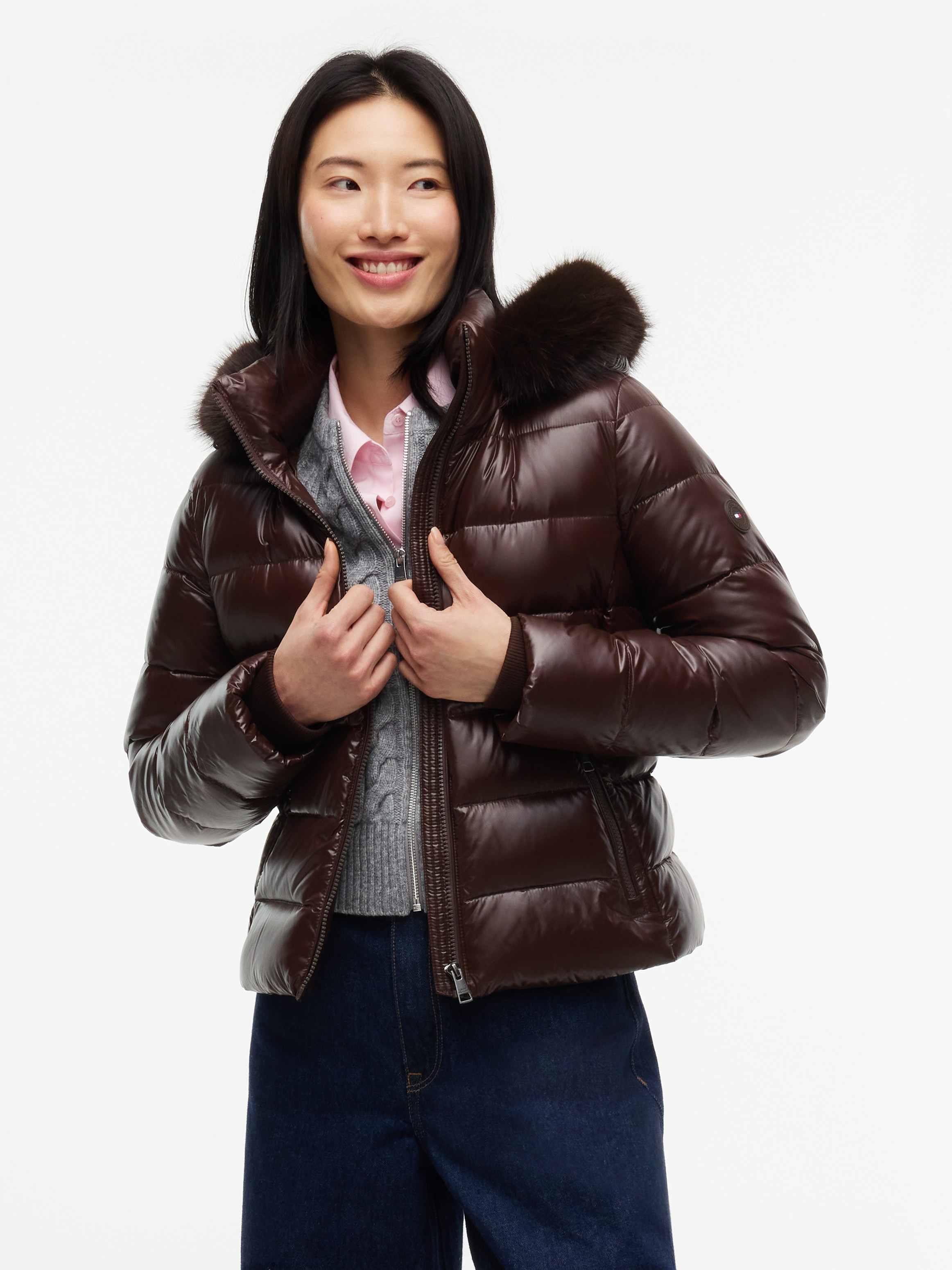 Image of Tommy Hilfiger Steppjacke "GLOSS DOWN FITTED JACKET" Kunstfaser, in leicht glänzender Optik
