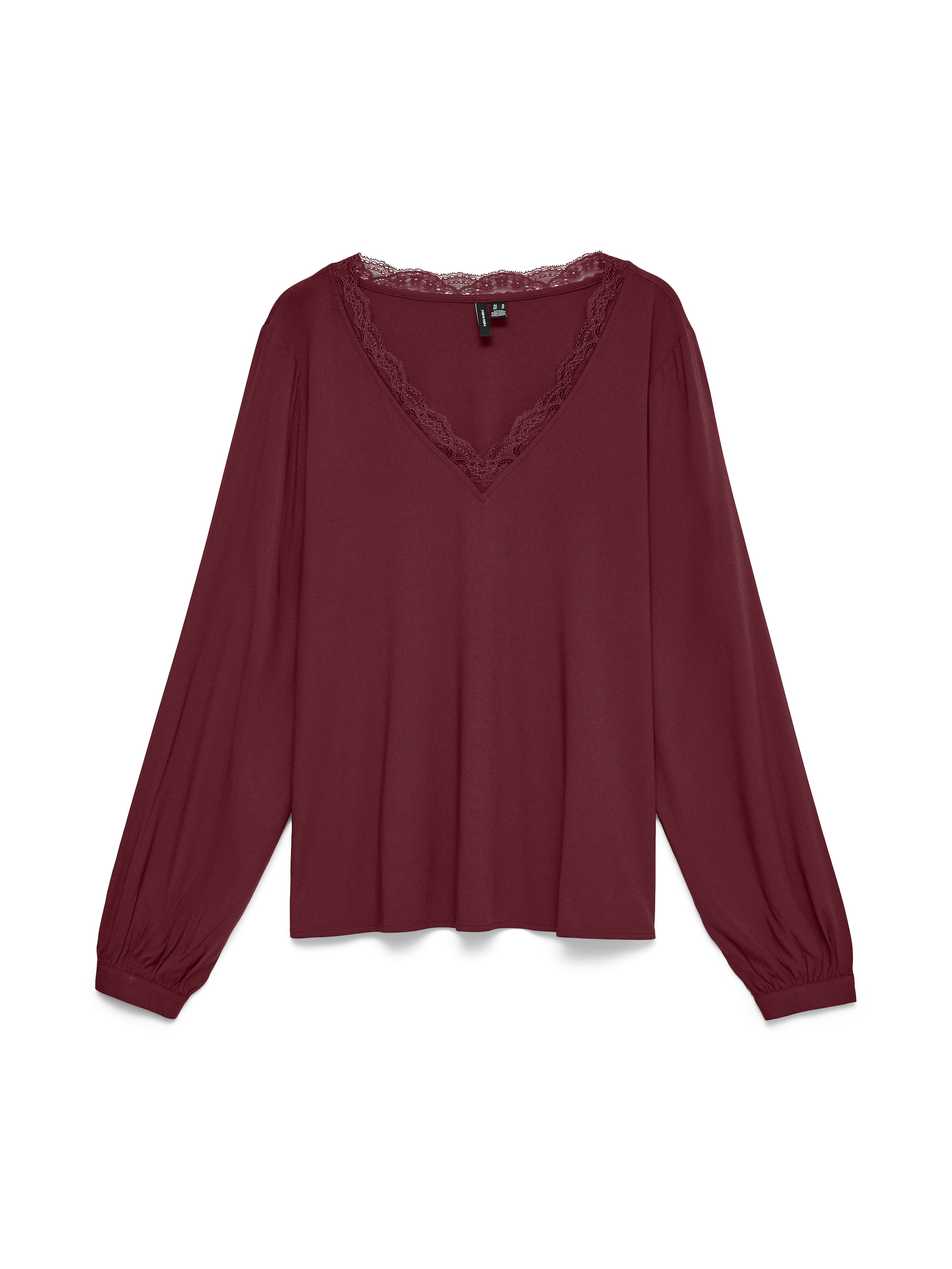 Image of Vero Moda Shirtbluse "VMBELLA LS LACE TOP WVN" Viskosemischung, loose fit, Spitze