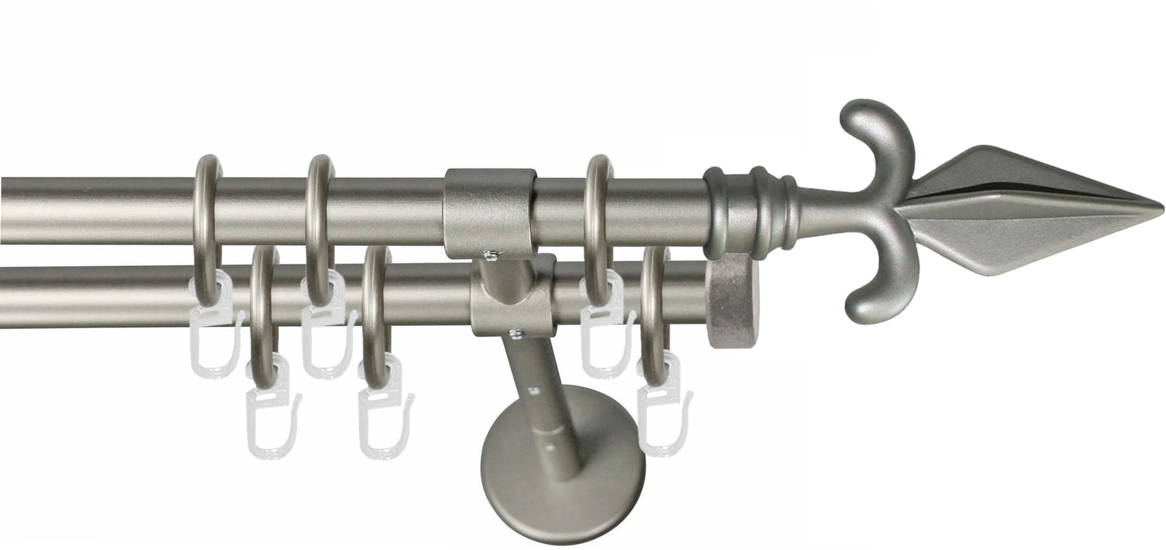 Image of GARESA Gardinenstange "RUSTIKA" Ø 16 mm 2 läufig-läufig Wunschmasslänge rustikale Vorhanggarnitur, verlängerbar, m. Ringe, Endknopf Pfeil