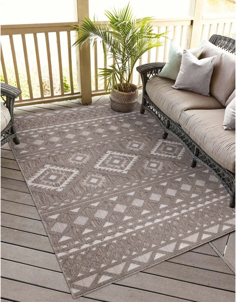 Image of Carpet City Teppich "In-& Outdoorteppich Santorini 435, 3D-Effekt, Boho-Look" rechteckig 5 mm Höhe Wetterfest & UV-beständig für Terrasse, Balkon, Küche, Flur