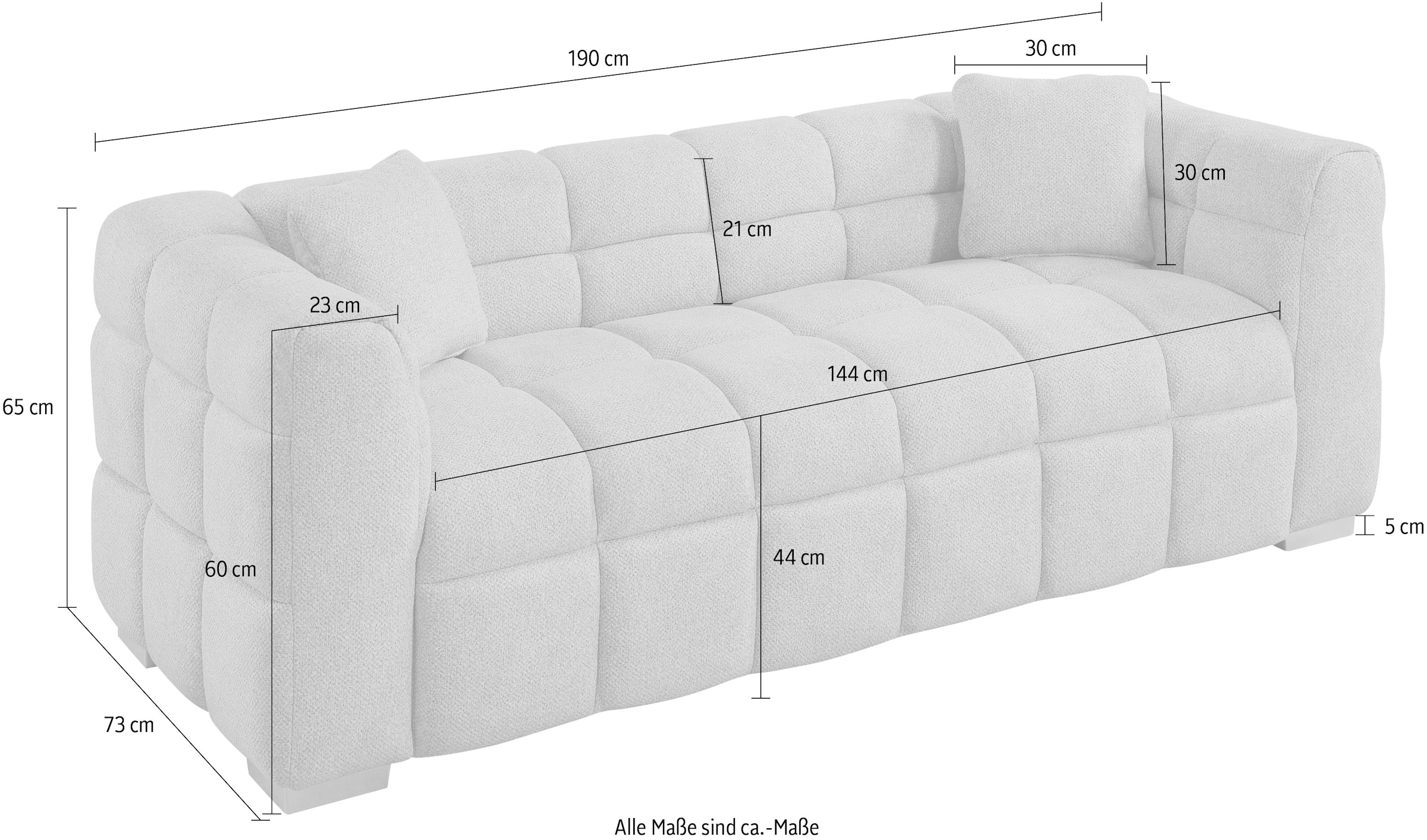ATLANTIC home collection 3-Sitzer "Bubble"-3D Optik Sofa mit Taschenfederkern, inkl. Zierkissen