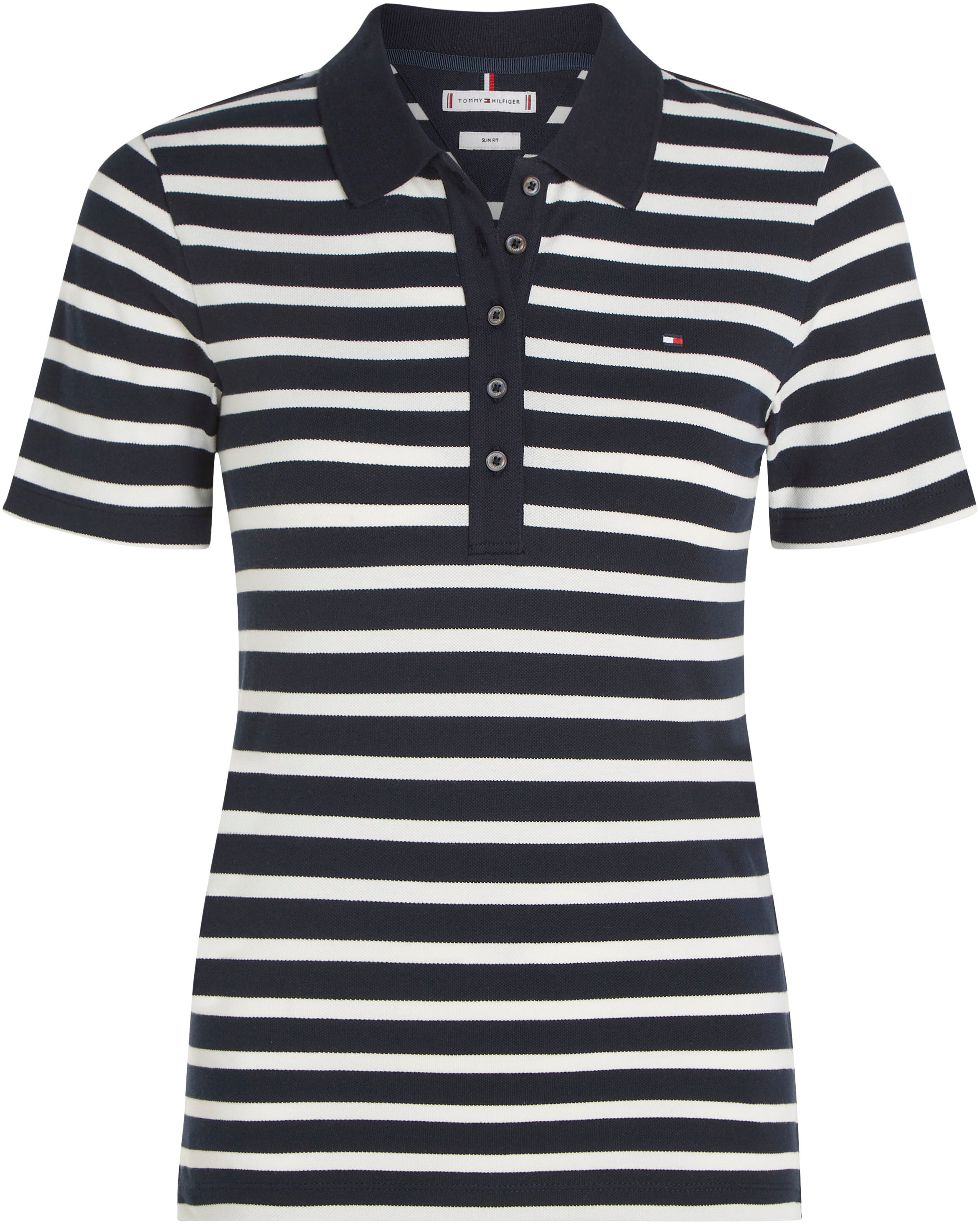 Tommy Hilfiger Poloshirt »1985 SLIM PIQUE STRIPE POLO SS«, mit dezenter Tommy Hilfiger Logostickerei