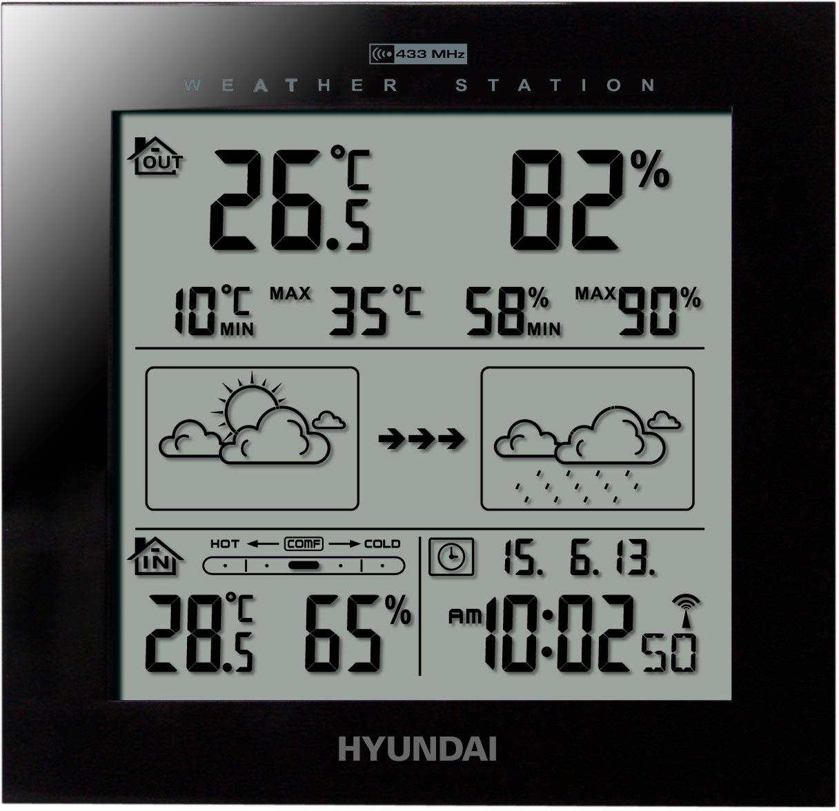 Hyundai Wetterstation »Hyundai WS2244W«, (mit Aussensensor)