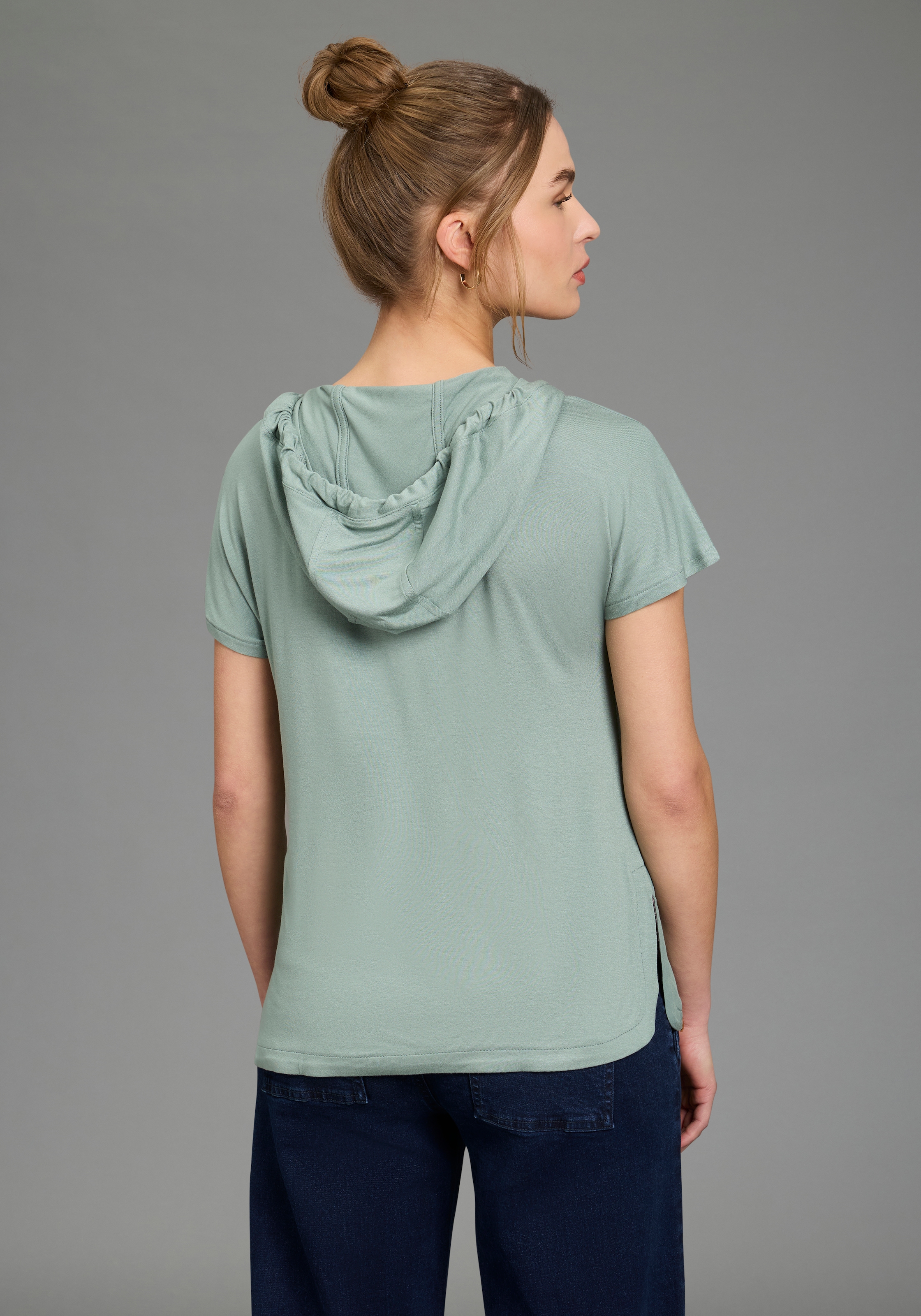 KangaROOS Chemisier à chemise figurumspielendes Blusentop, mit angeschnittenen Ärmeln