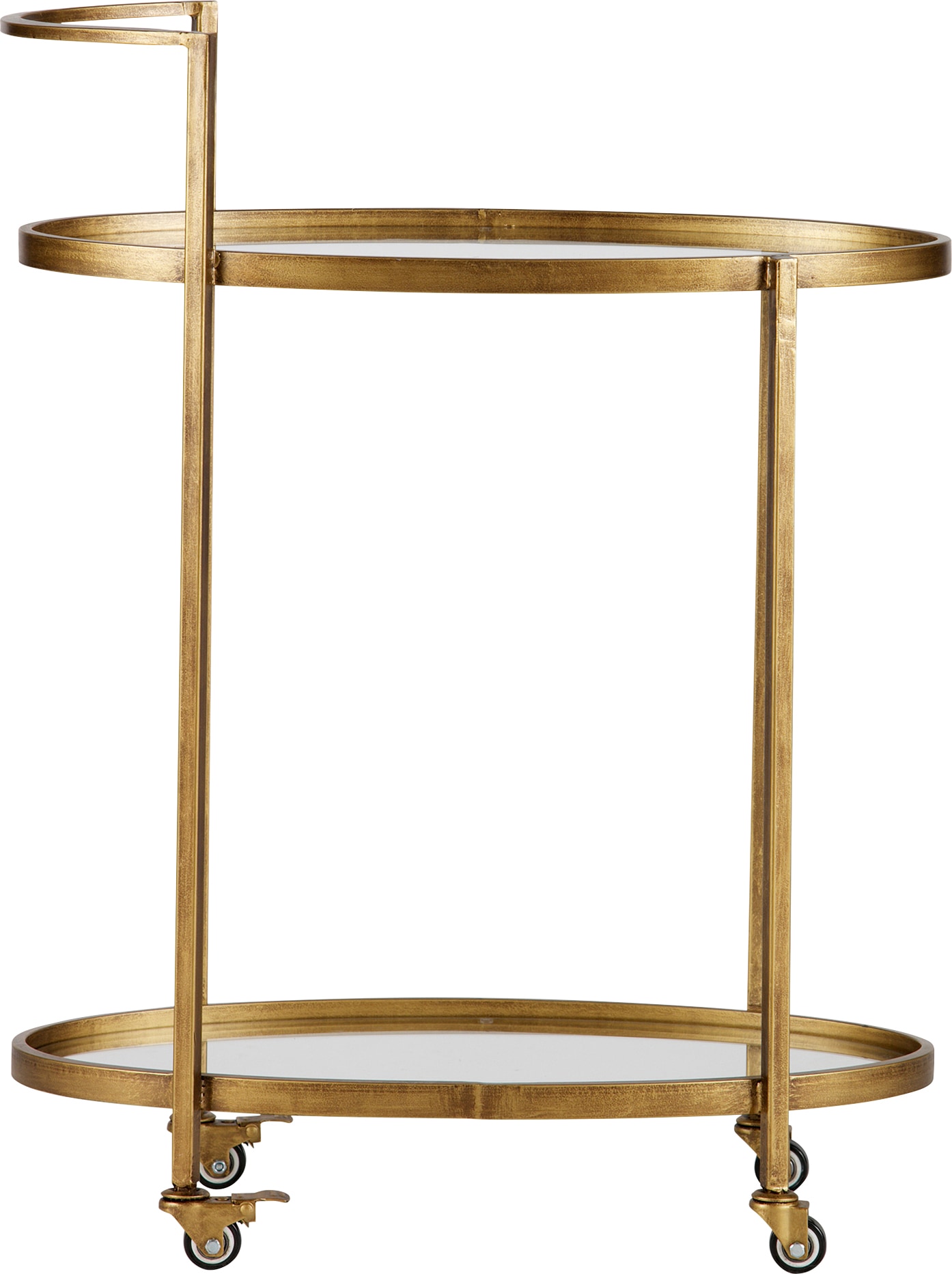 WOOOD Table de bar »Push Trolley Metall Antique-Brass mit Rollen H 86 x B 67 x T 35 cm« capacité de charge 10 kg par niveau, facile d'entretien, monté prêt à l'emploi