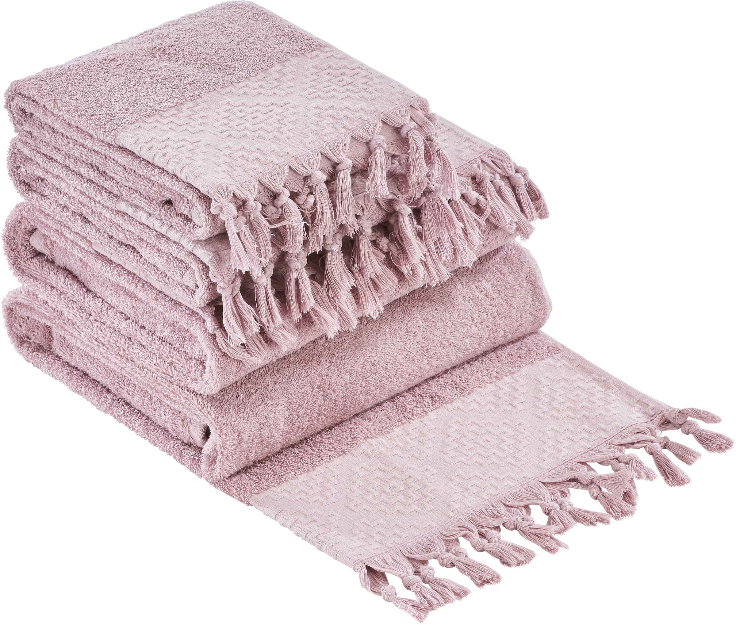 done.® Handtuch Set »Provence Bohéme« Uni Farben, Boho-Style, Borte, verschiedene Set Varianten erhältlich