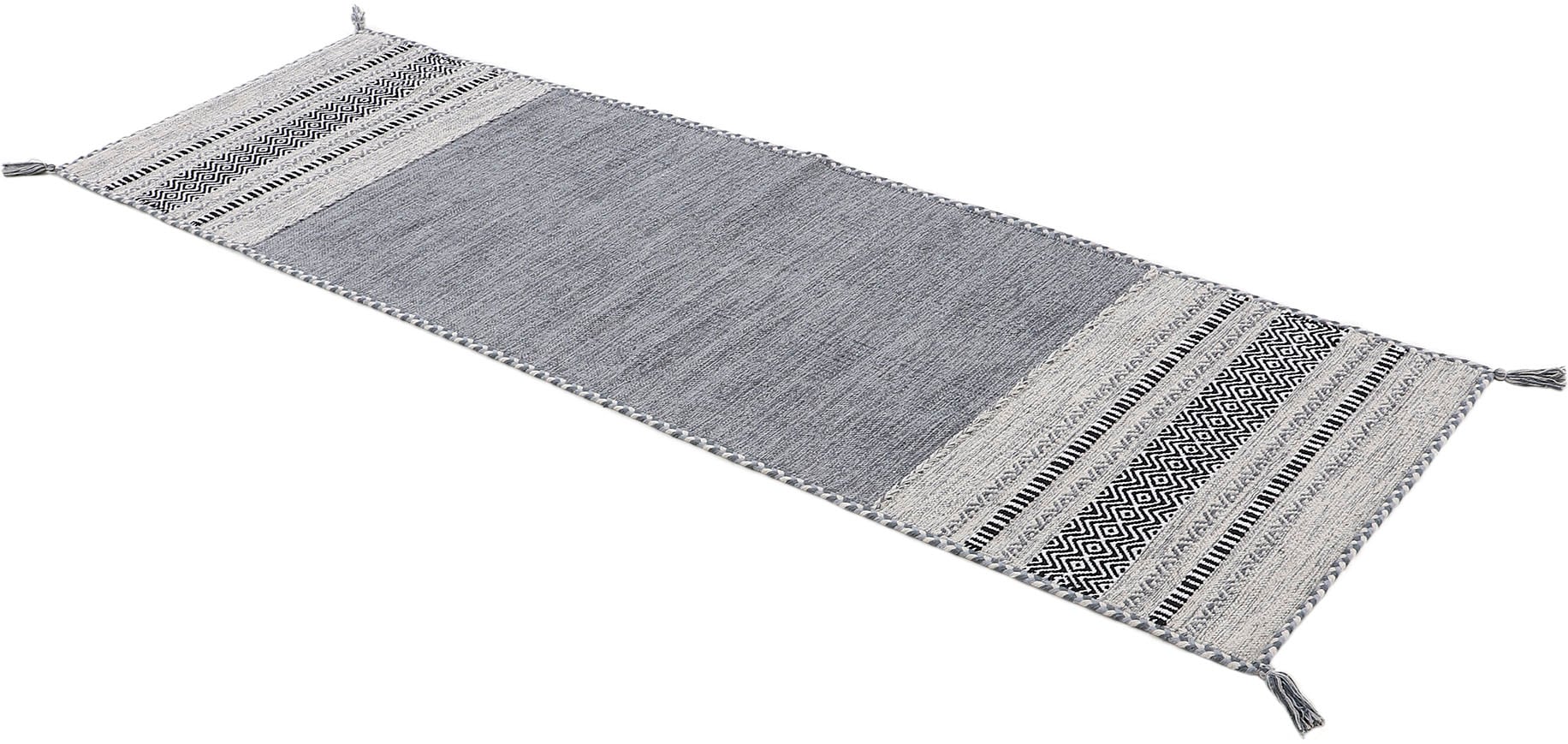 carpetfine Läufer »Kelim Azizi«, rechteckig, 5 mm Höhe, Baumwolle, Wendeteppich mit Fransen, Wohnzimmer