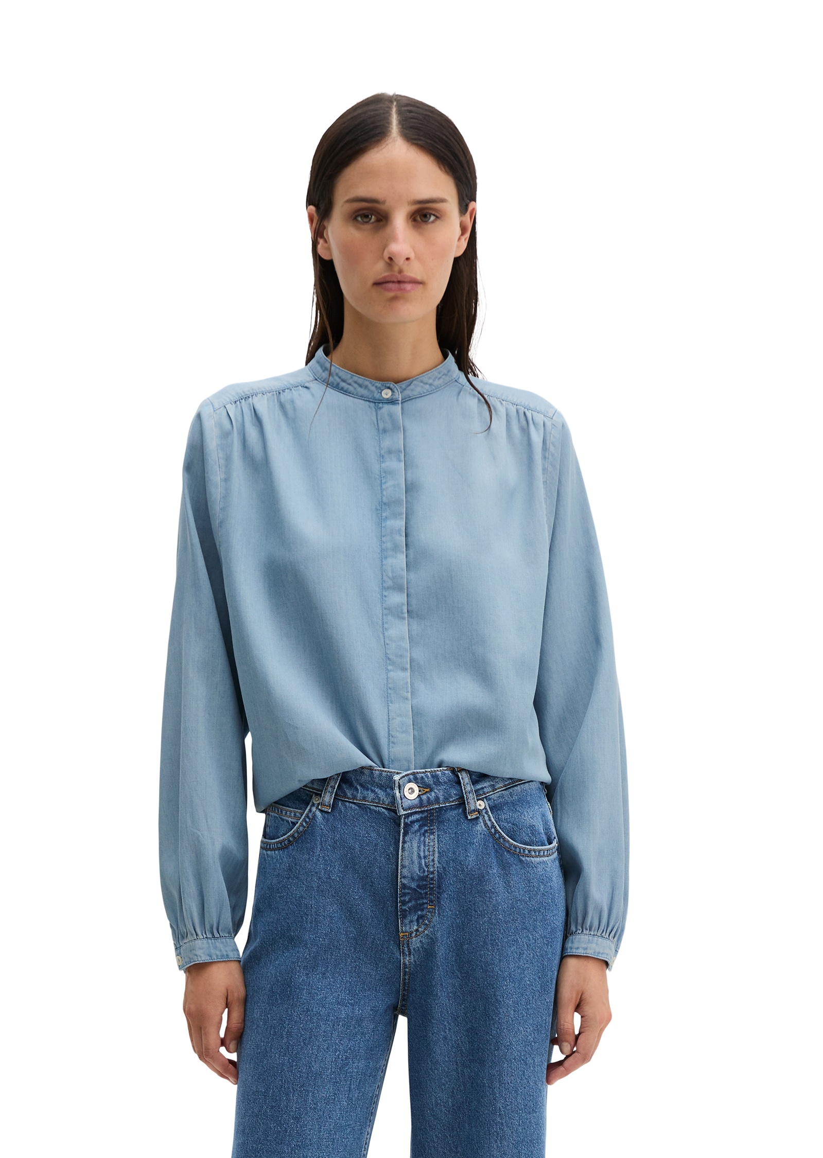 Image of Marc OPolo Jeansbluse loose fit aus Leinen-Mix