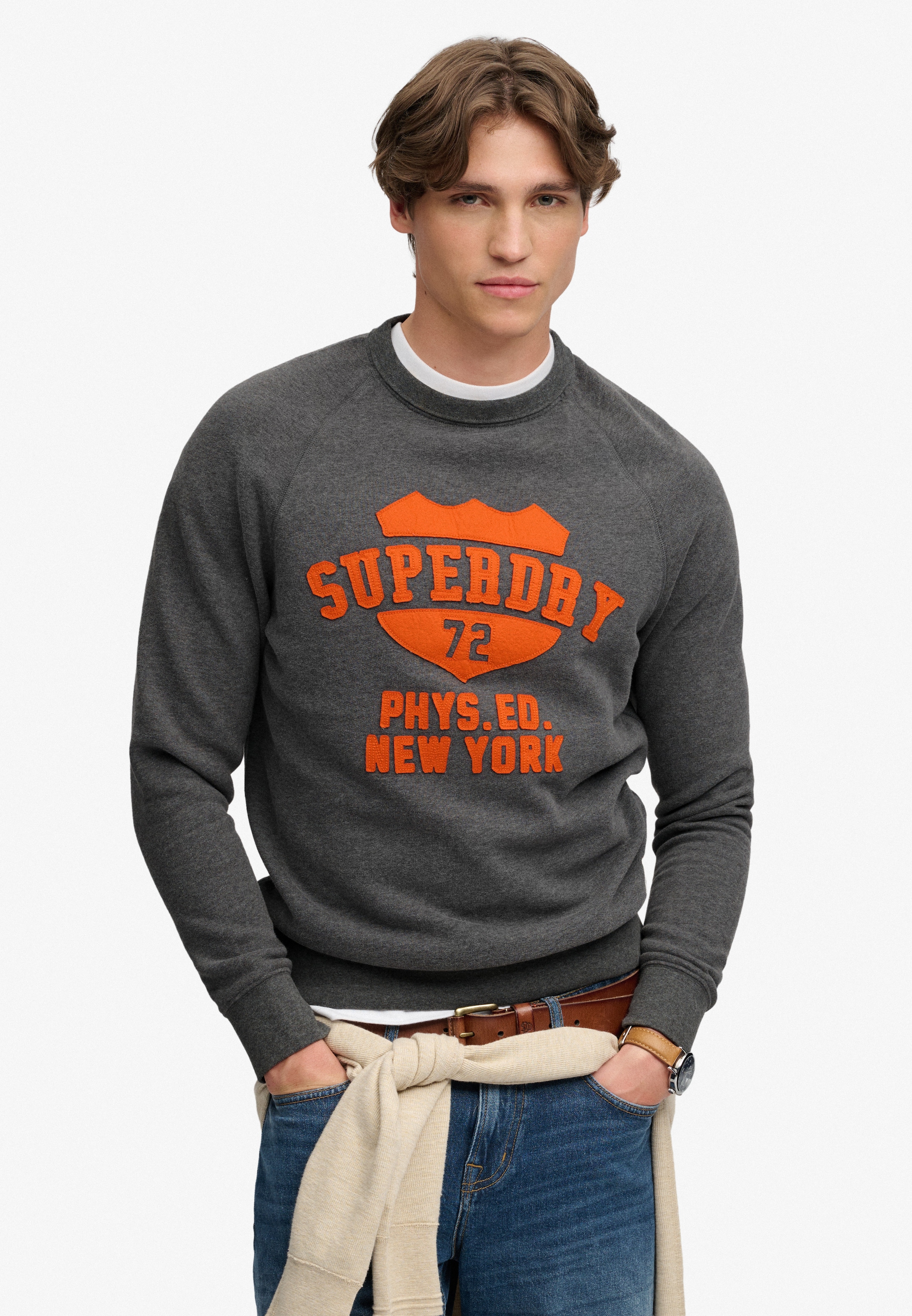 Image of Superdry Sweatshirt "ATH FELT APPLIQUE RELAXED CREW", Baumwollmischung, relaxed fit