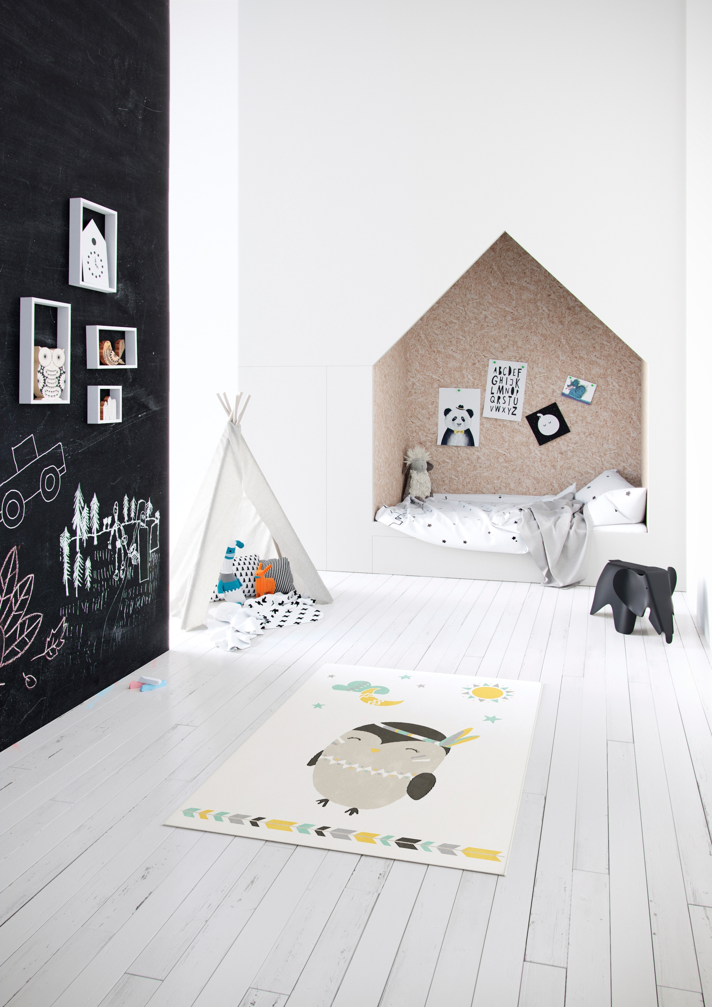 Primaflor-Ideen in Textil Kinderteppich »COCOON - Wunderwelt« rechteckig 6 mm Höhe Kurzflor, Motiv Pinguin