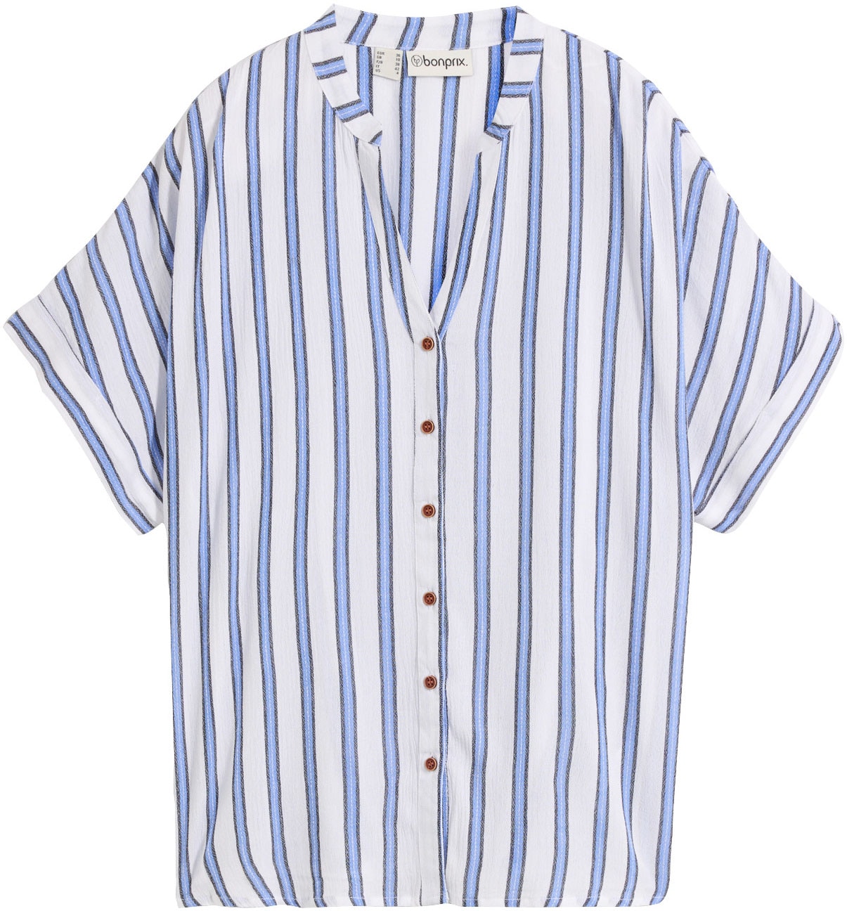 bonprix Blouse chemise avec col montant étroit et encolure en V