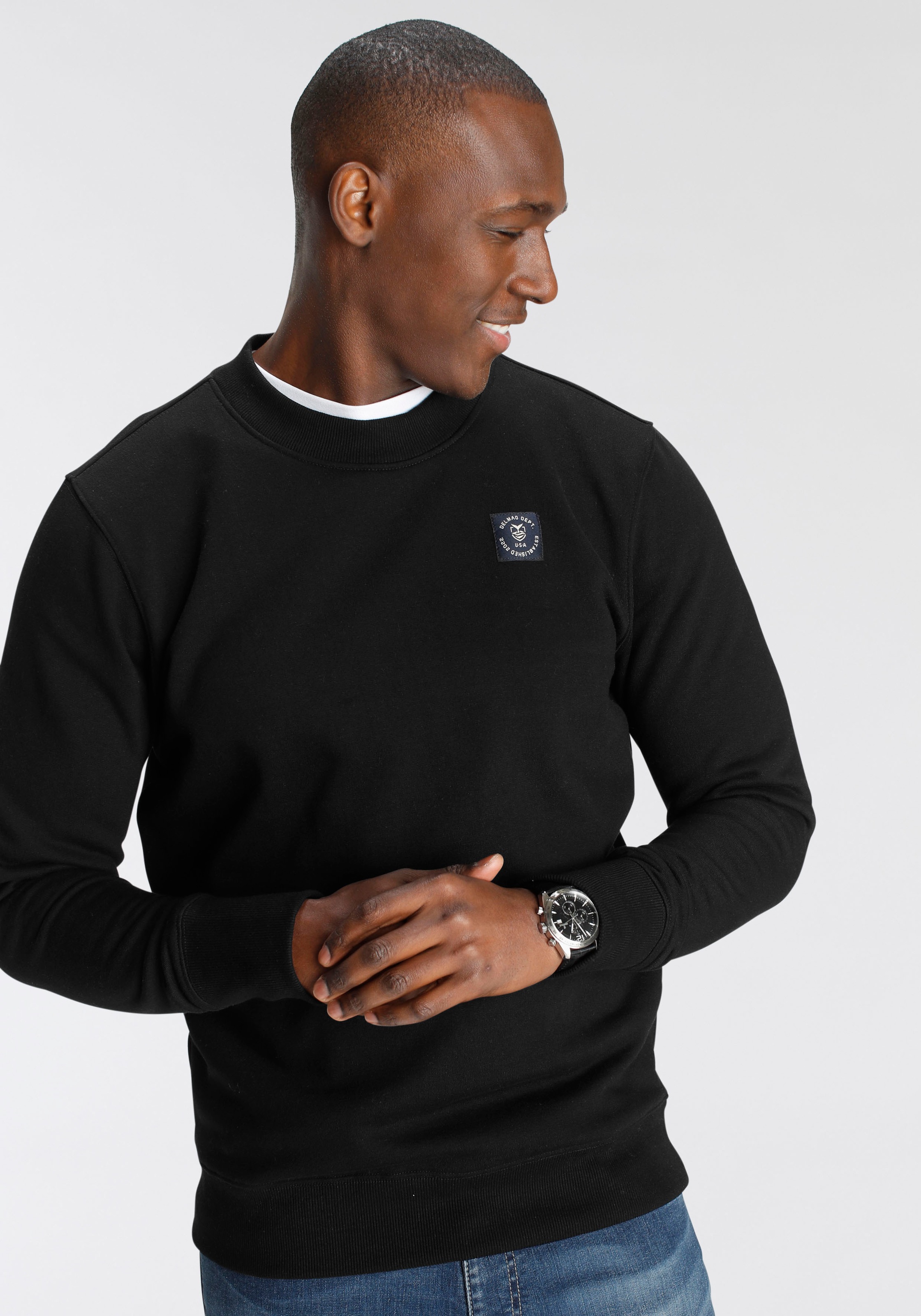 DELMAO Sweatshirt, Langarm, Regular Fit, unifarben, Basic-Stil