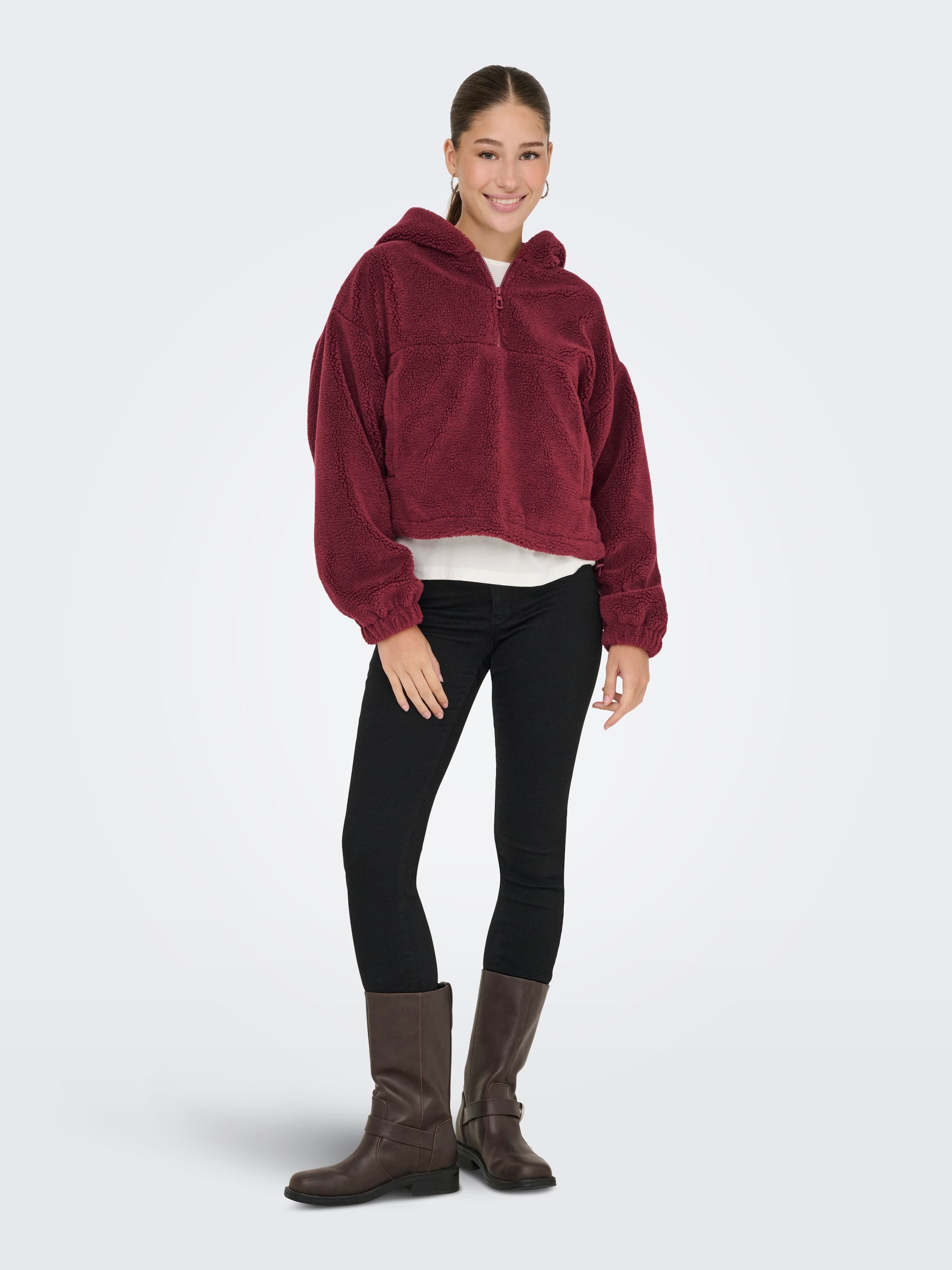 ONLY Fleecejacke »ONLSIENA TEDDY ANORAK LIFE CC OTW« mit Kapuze