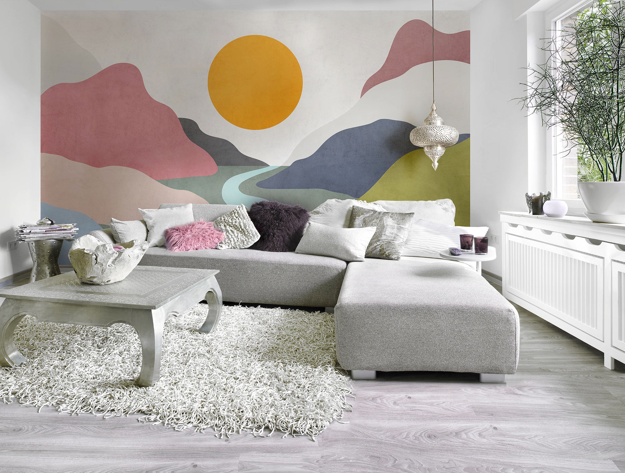 Komar Fototapete »Digitaldruck Vlies - Velvety Valley - Grösse 400 x 250 cm«, bedruckt-floral-geblümt-gemustert-tropisch, Wohnzimmer, Schlafzimmer