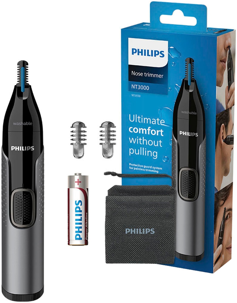 Image of Philips Nasen- und Ohrhaartrimmer "NT3650/16" 2 Aufsätze vollständig abwaschbar, inkl. Schutzhülle