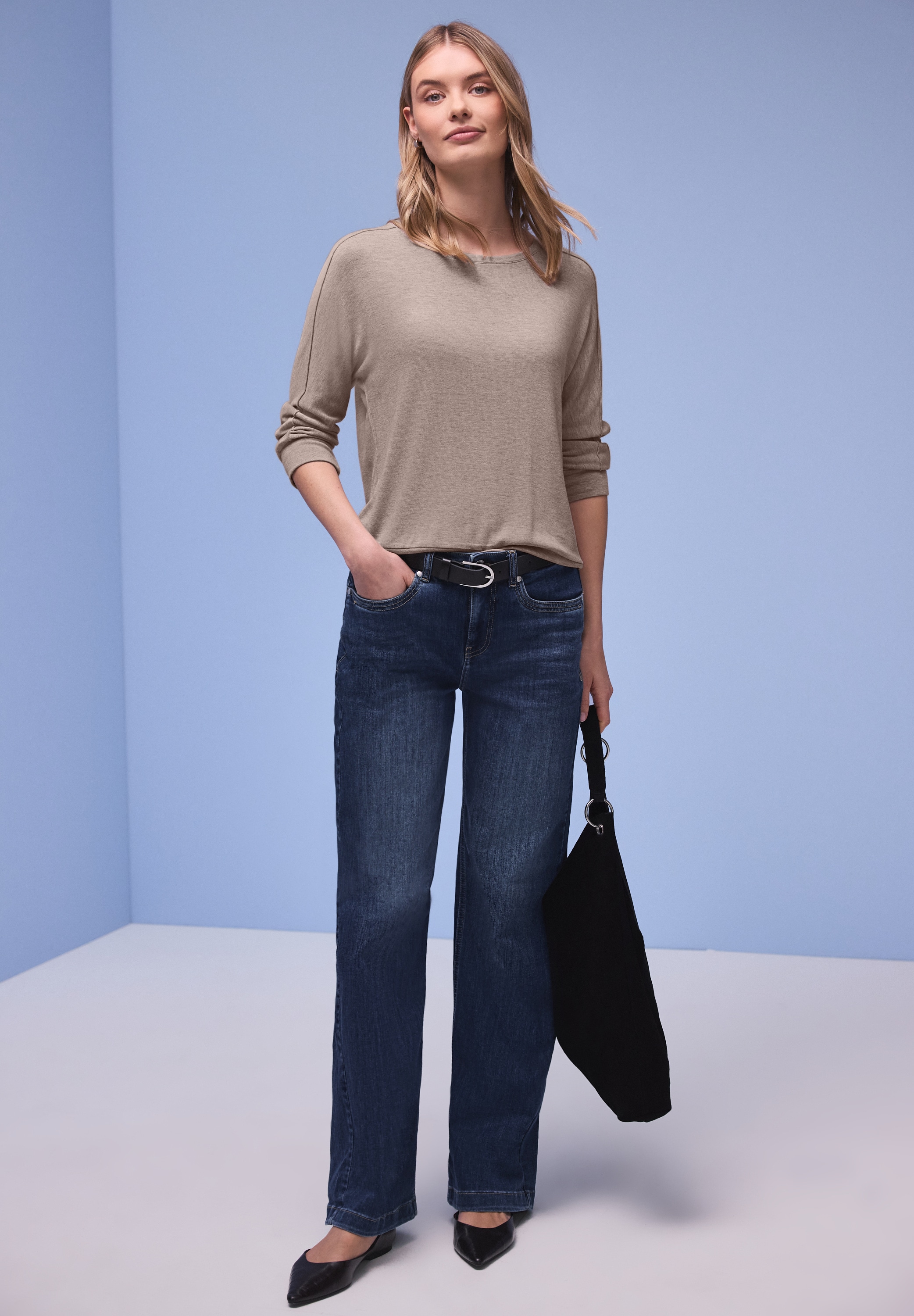 STREET ONE T-shirt à manches 3/4 im Melange-Look