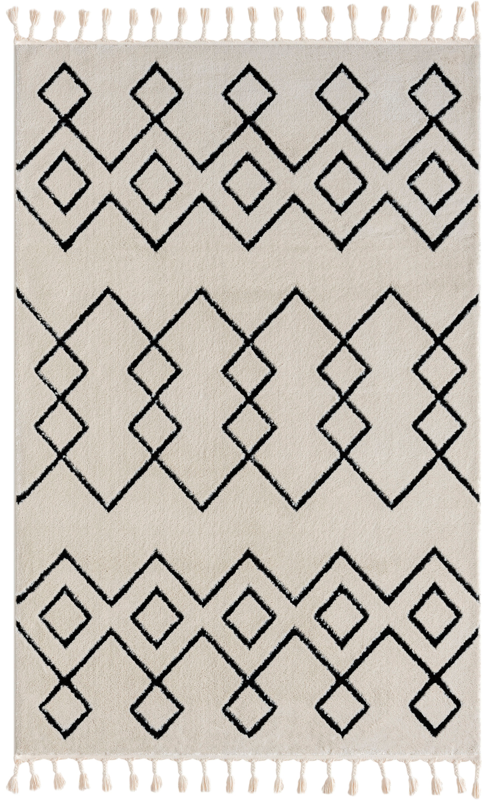 Myflair Möbel & Accessoires Hochflor-Teppich »Moroccan Mural« rechteckig 24 mm Höhe modern, marokkanisches Design, flauschig weich, mit Fransen