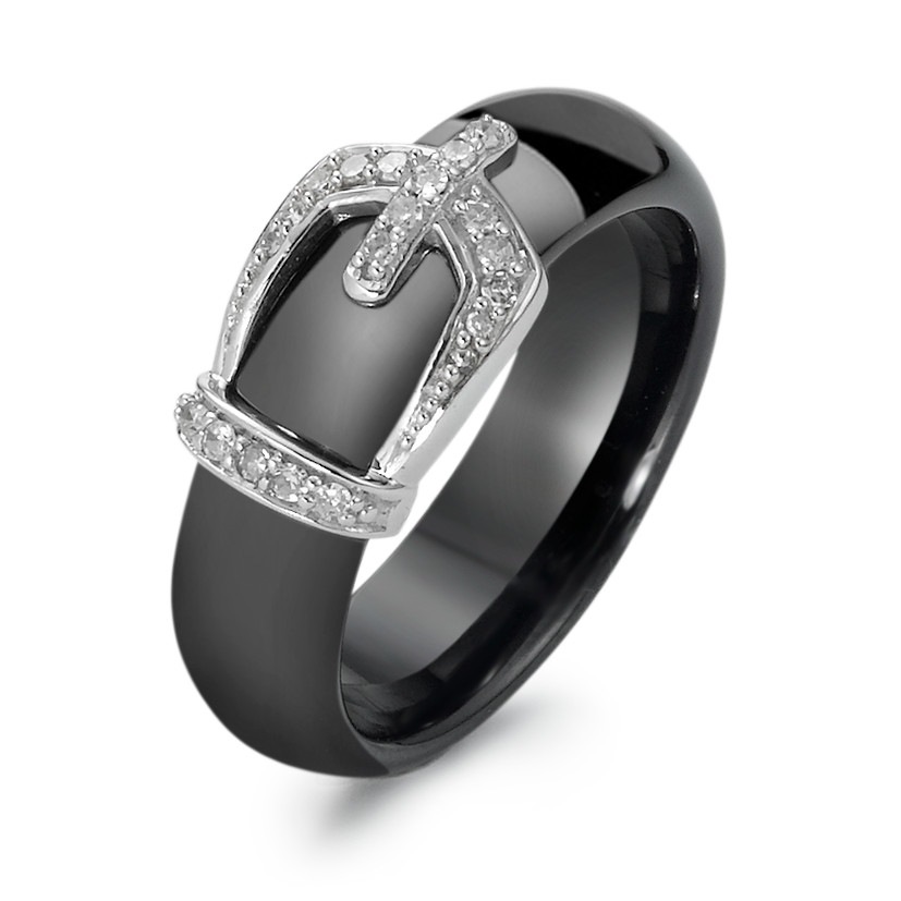Ring Weissgoldfarben 375 Keramik