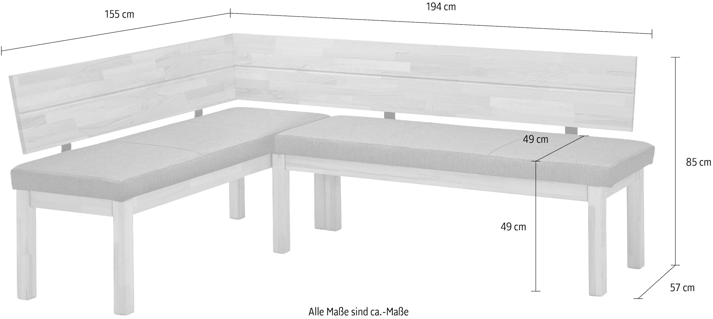 massivline&more Banc d'angle »Roberto« Bois massif