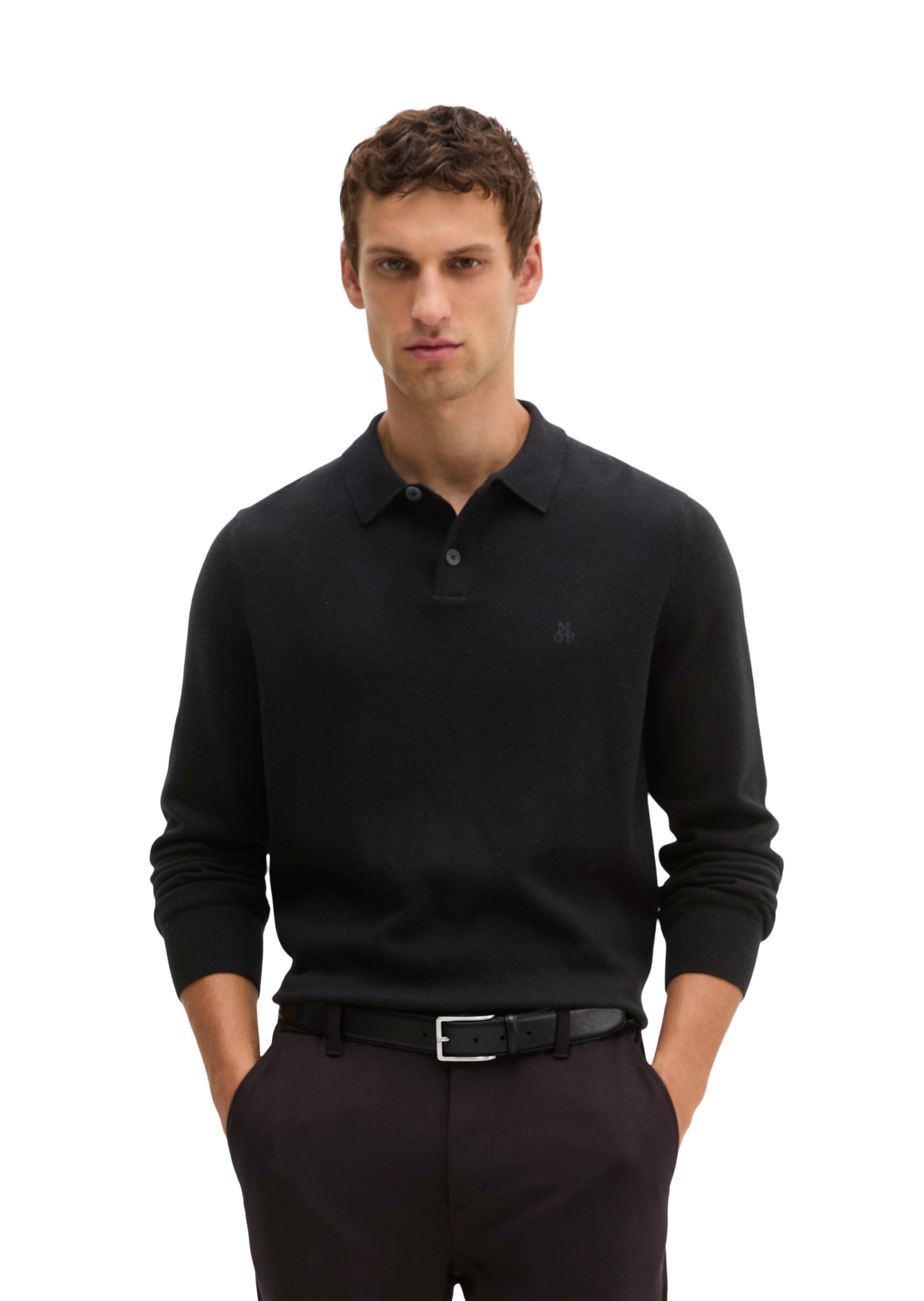 Image of Marc OPolo Langarm-Poloshirt regular aus softem Bio-Bauwoll-Schurwoll-Mix